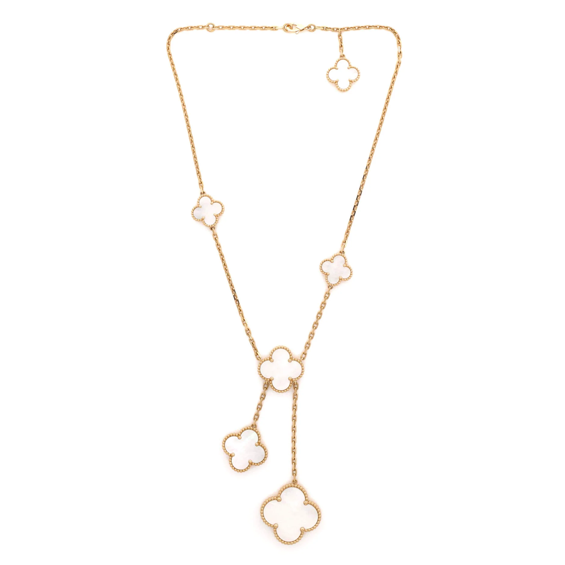 Magic Alhambra 6 Motifs Necklace 18K Yellow Gold and Mother of Pearl - Image 2