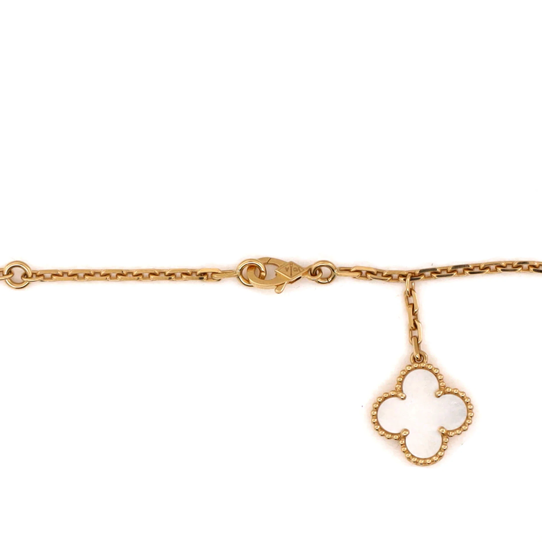 Magic Alhambra 6 Motifs Necklace 18K Yellow Gold and Mother of Pearl - Image 3