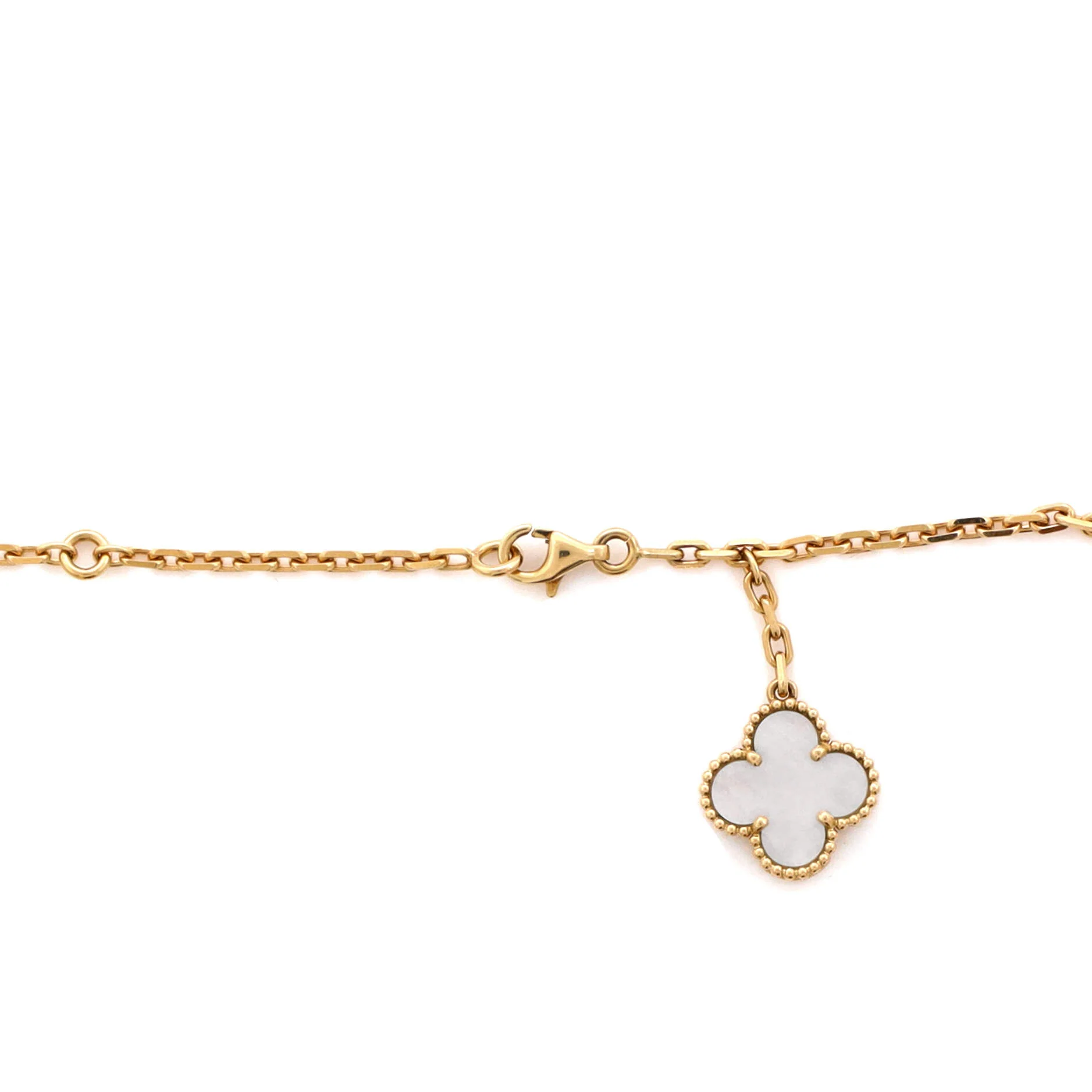 Magic Alhambra 6 Motifs Necklace 18K Yellow Gold and Mother of Pearl with Onyx - Image 3