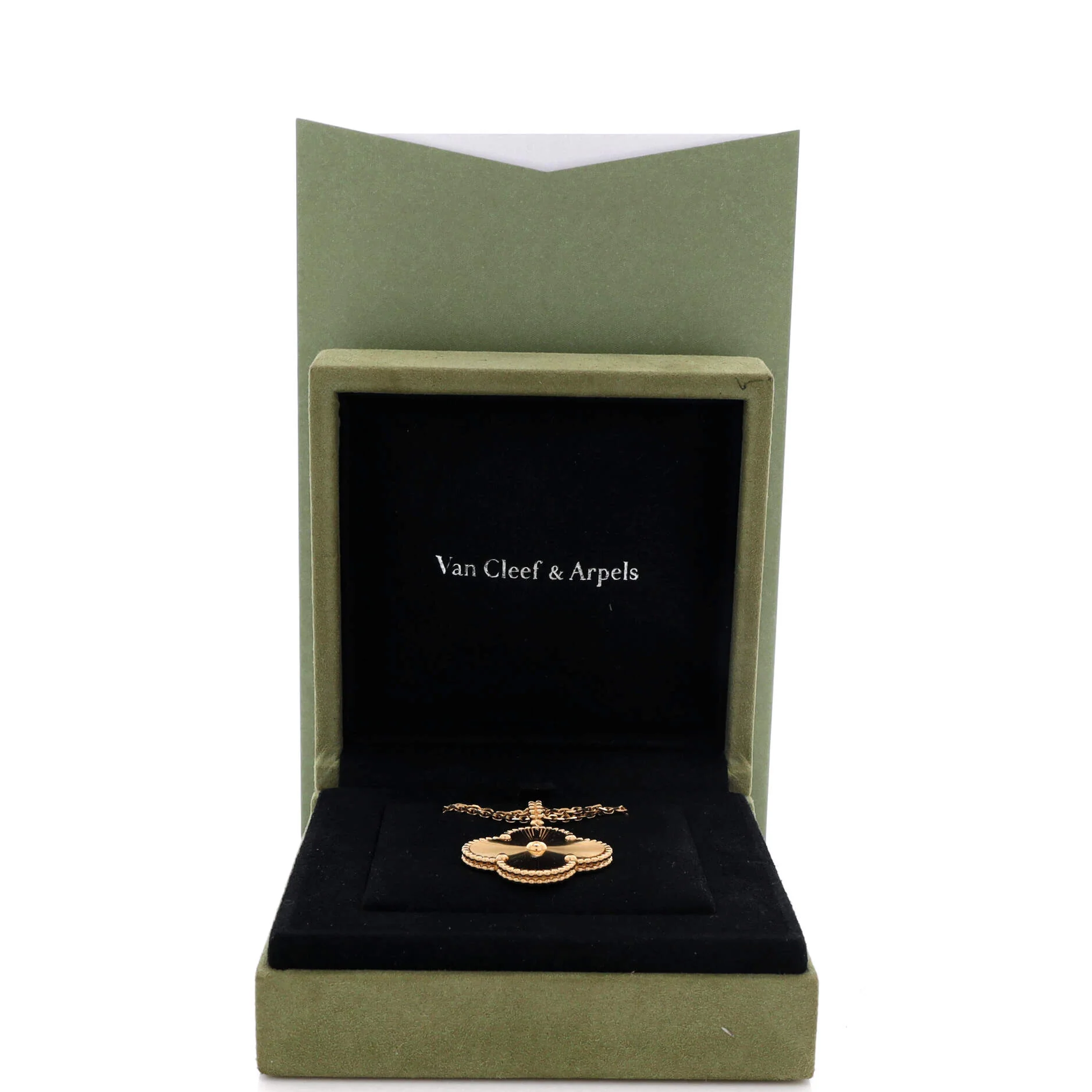Magic Alhambra Pendant Long Necklace Guilloche 18K Yellow Gold - Image 2