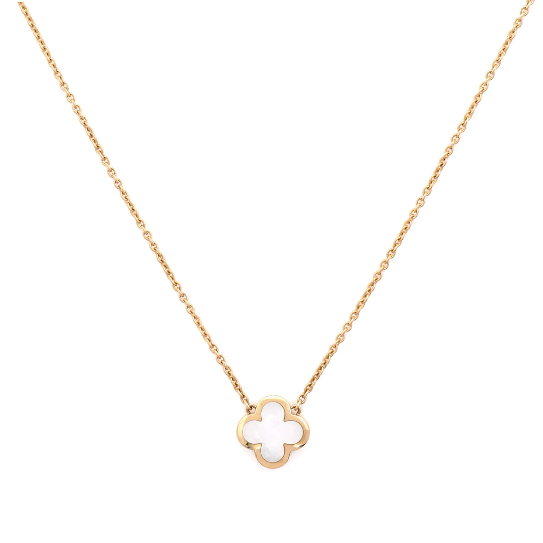 Pure Alhambra Pendant Necklace 18K Yellow Gold and Mother of Pearl