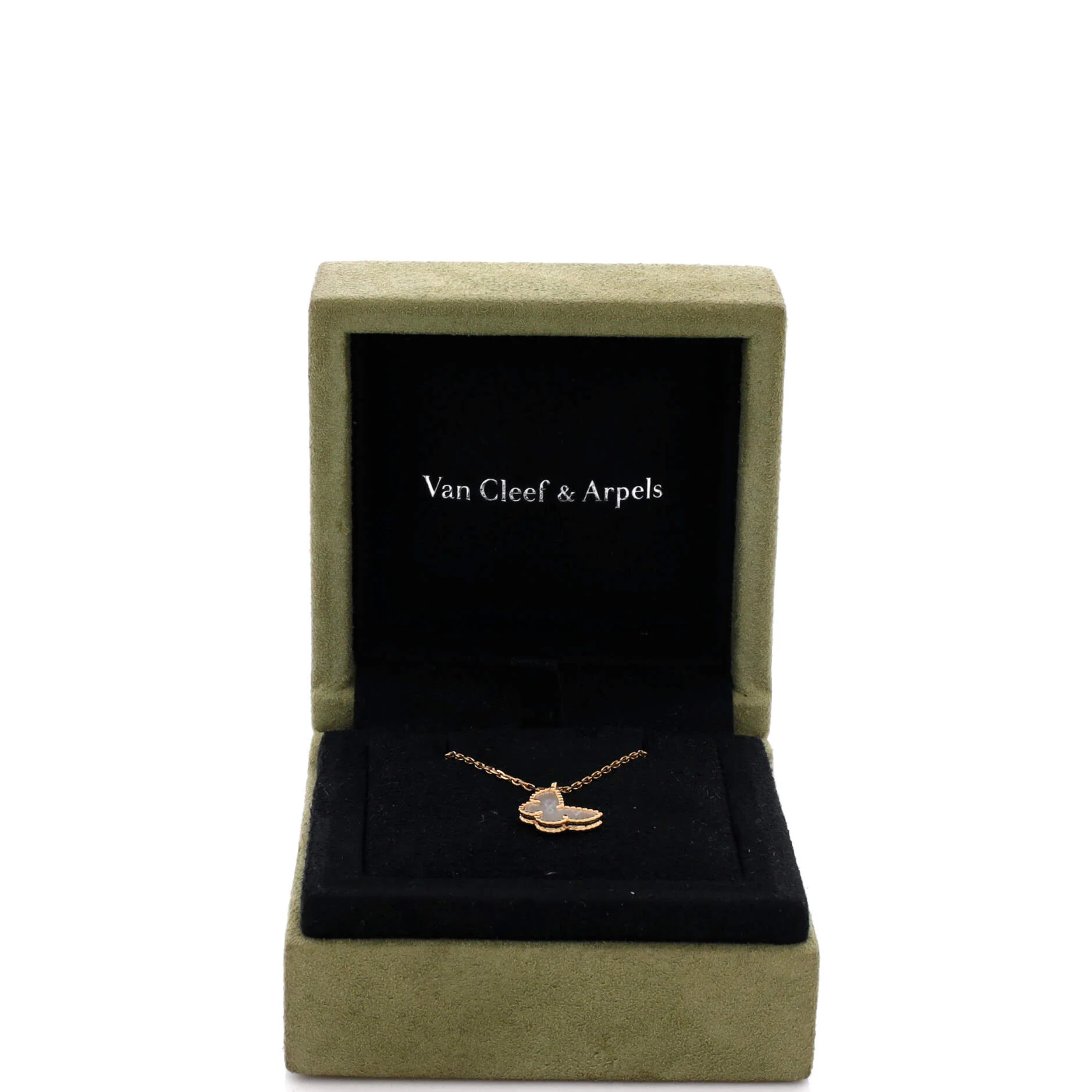 Sweet Alhambra Butterfly Pendant Necklace 18K Yellow Gold and Mother of Pearl - Image 2