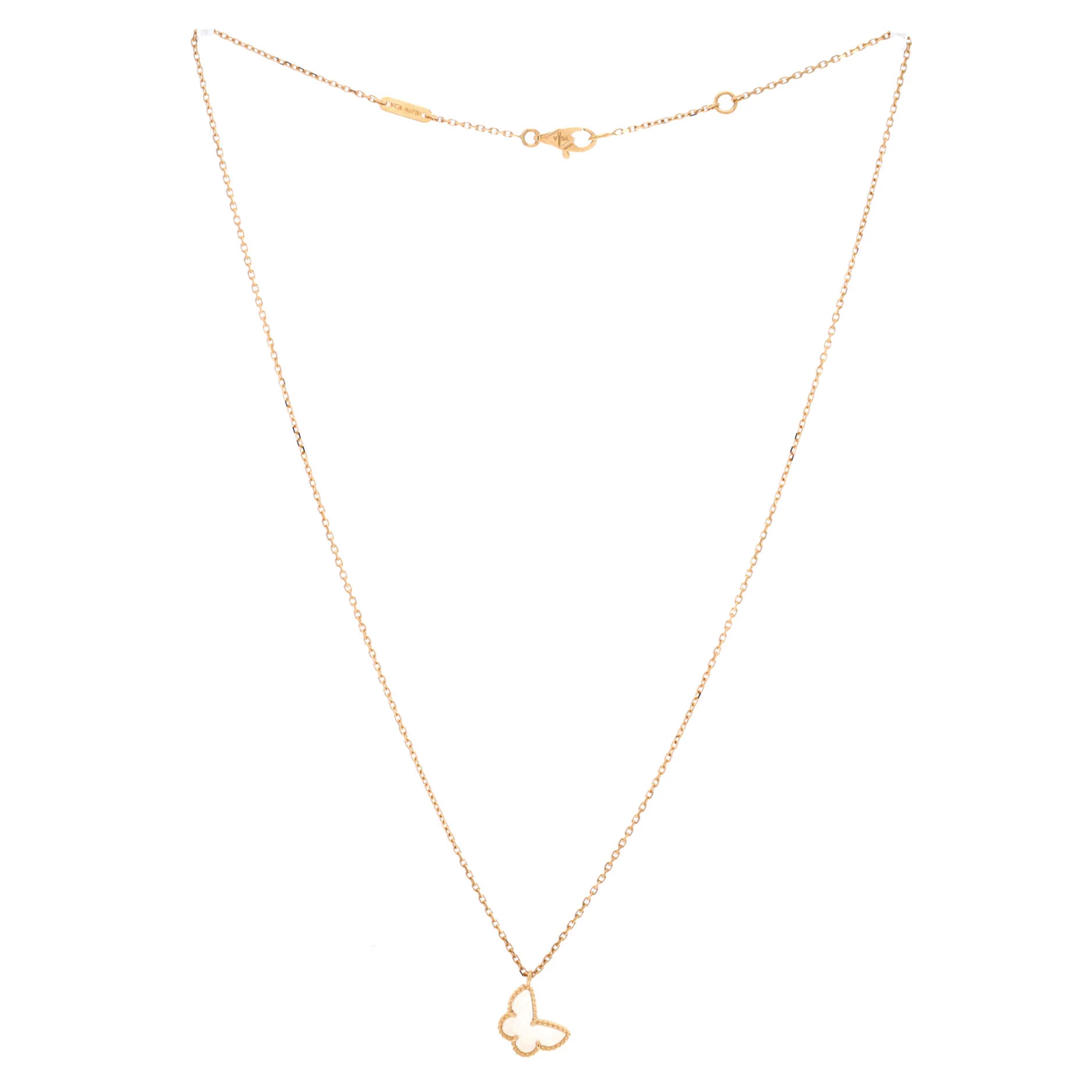 Sweet Alhambra Butterfly Pendant Necklace 18K Yellow Gold and Mother of Pearl - Image 3