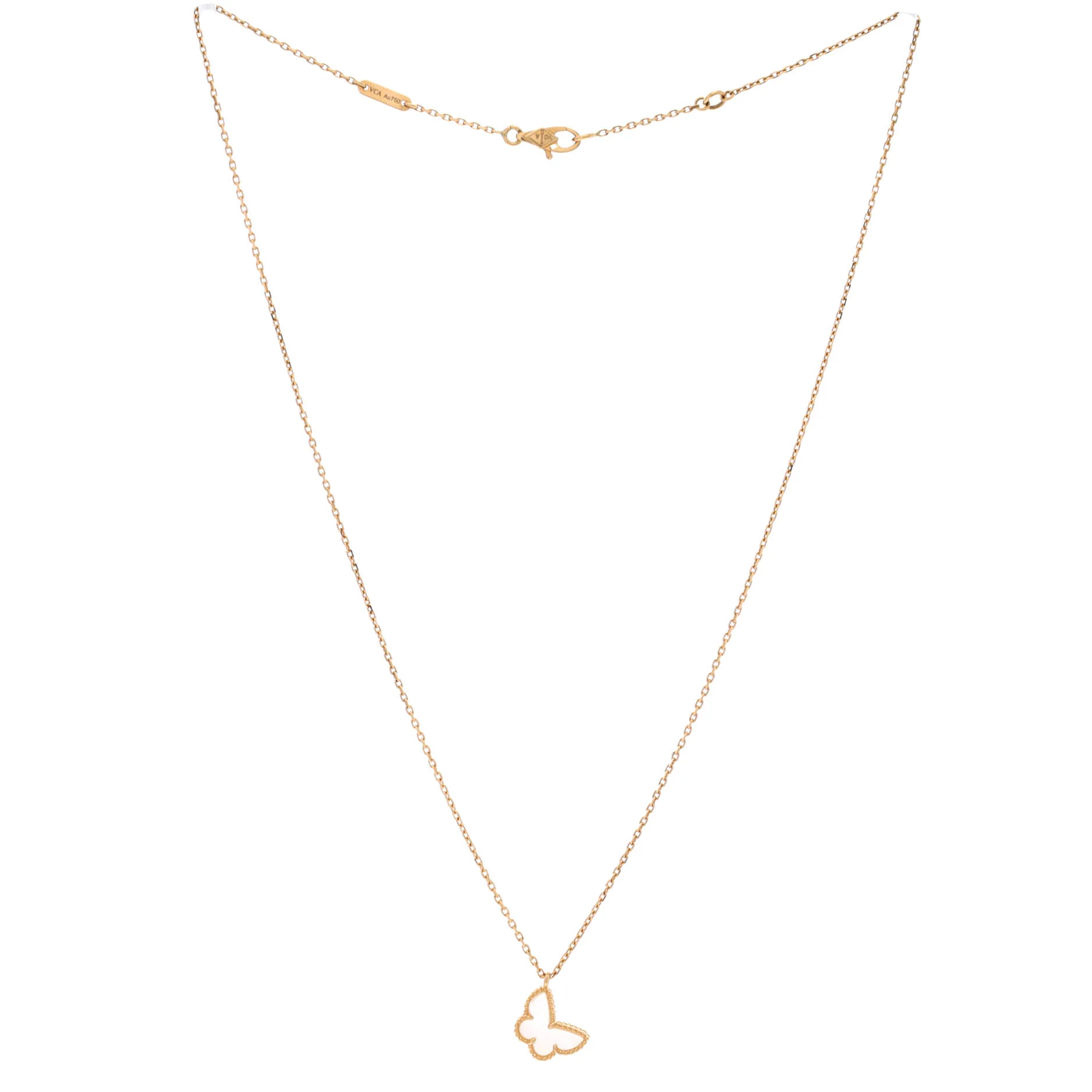 Sweet Alhambra Butterfly Pendant Necklace 18K Yellow Gold and Mother of Pearl - Image 3
