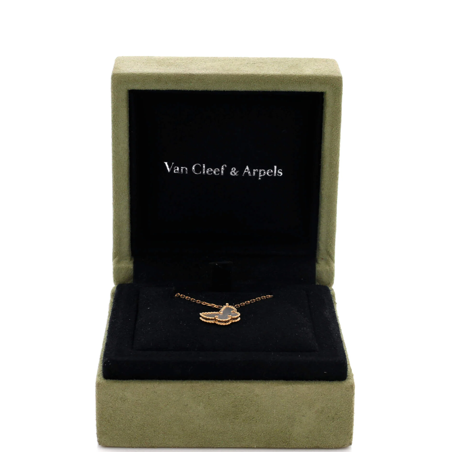 Sweet Alhambra Butterfly Pendant Necklace 18K Yellow Gold and Mother of Pearl - Image 2