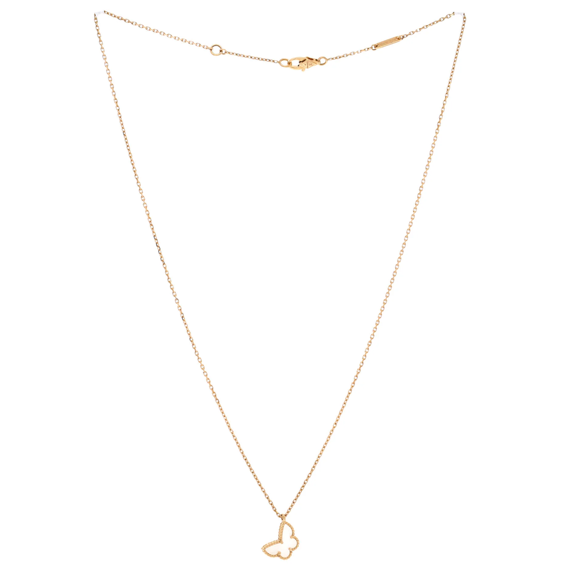 Sweet Alhambra Butterfly Pendant Necklace 18K Yellow Gold and Mother of Pearl - Image 3