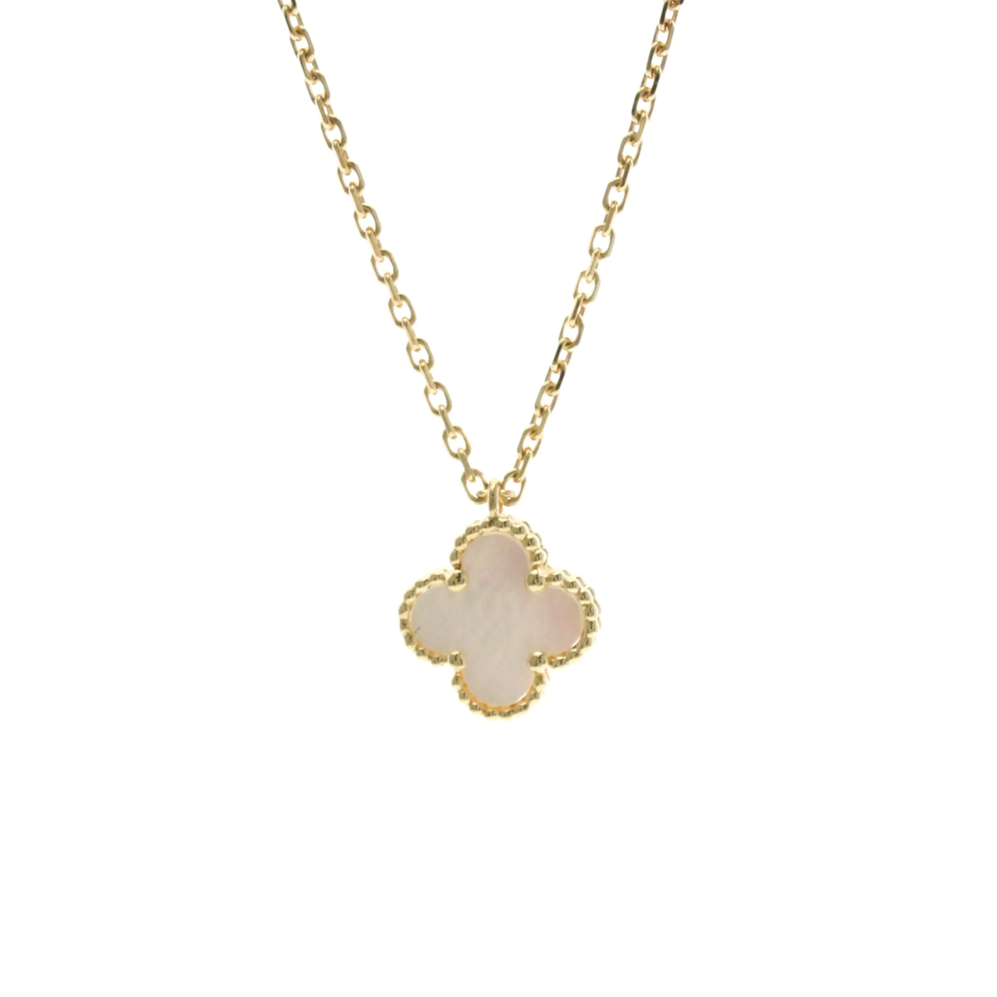 Sweet Alhambra Pendant Necklace 18K Yellow Gold and Mother of Pearl