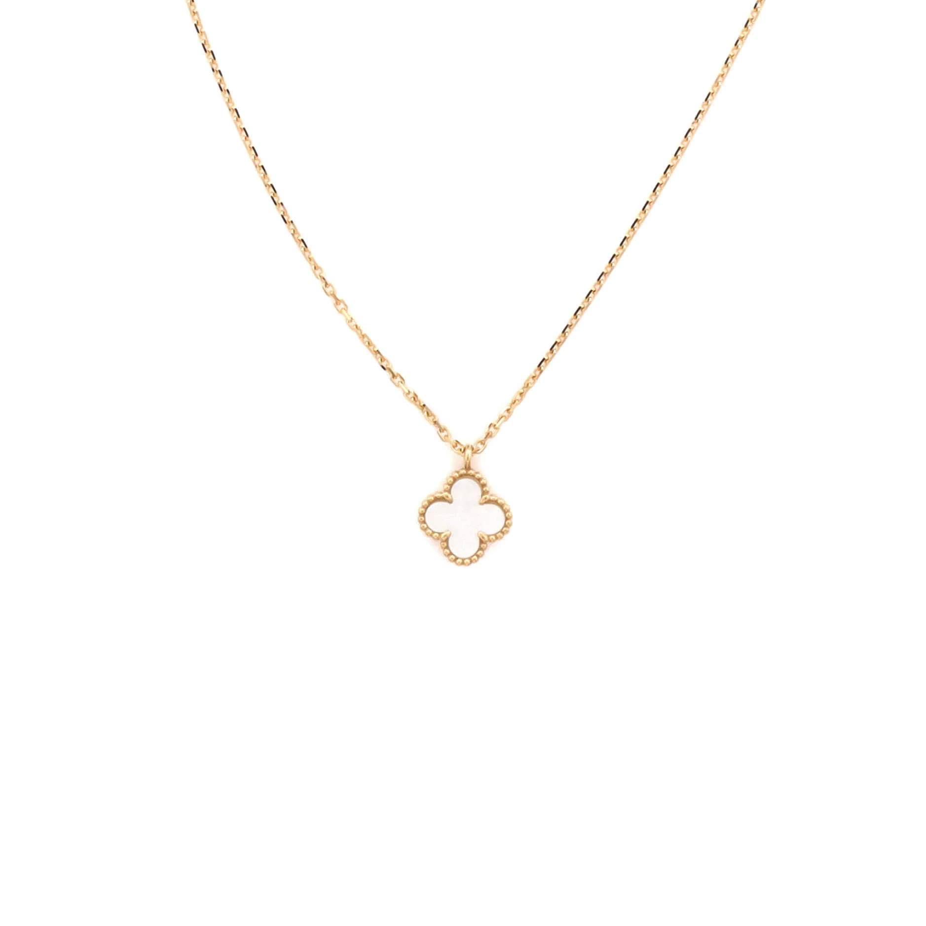Sweet Alhambra Pendant Necklace 18K Yellow Gold and Mother of Pearl