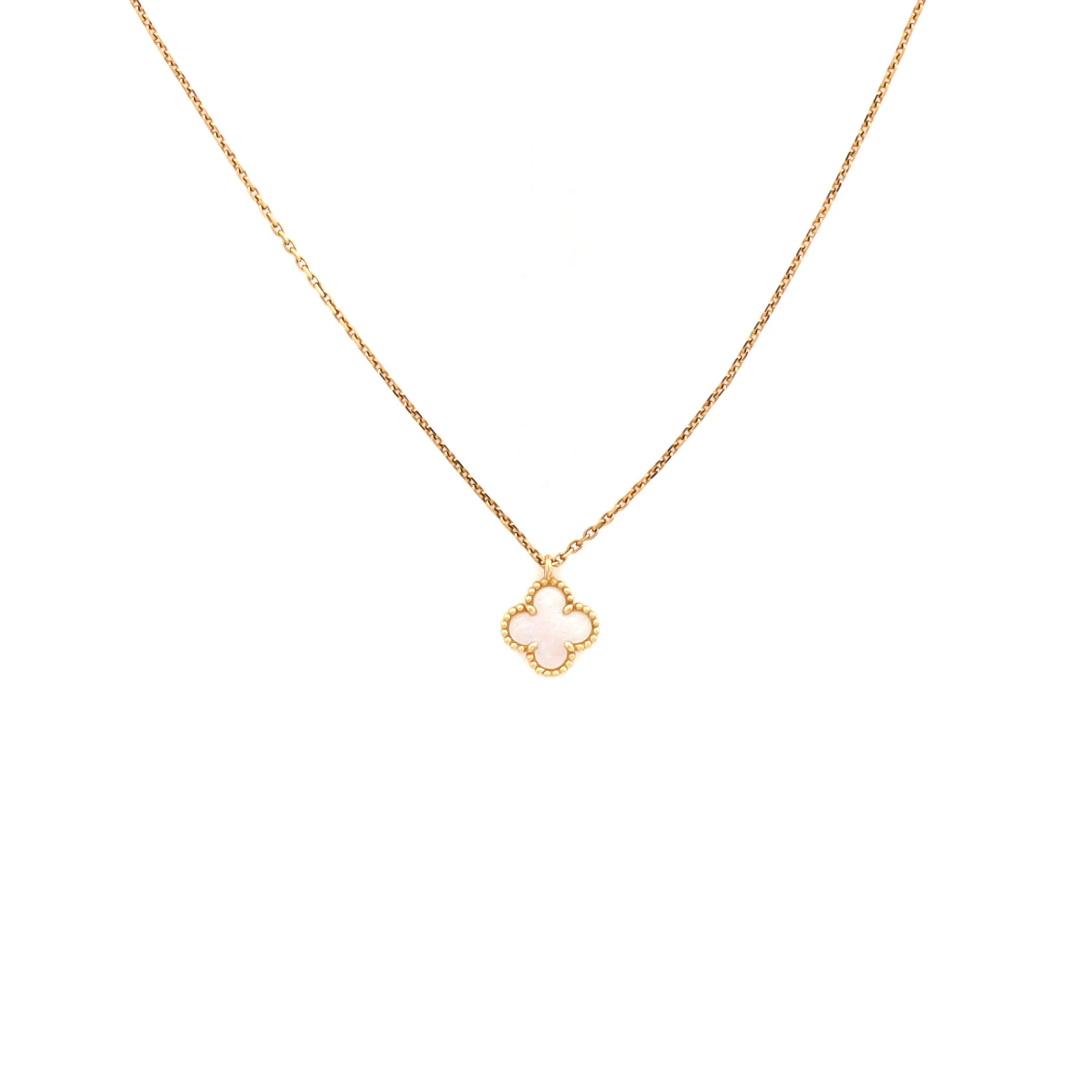 Sweet Alhambra Pendant Necklace 18K Yellow Gold and Mother of Pearl