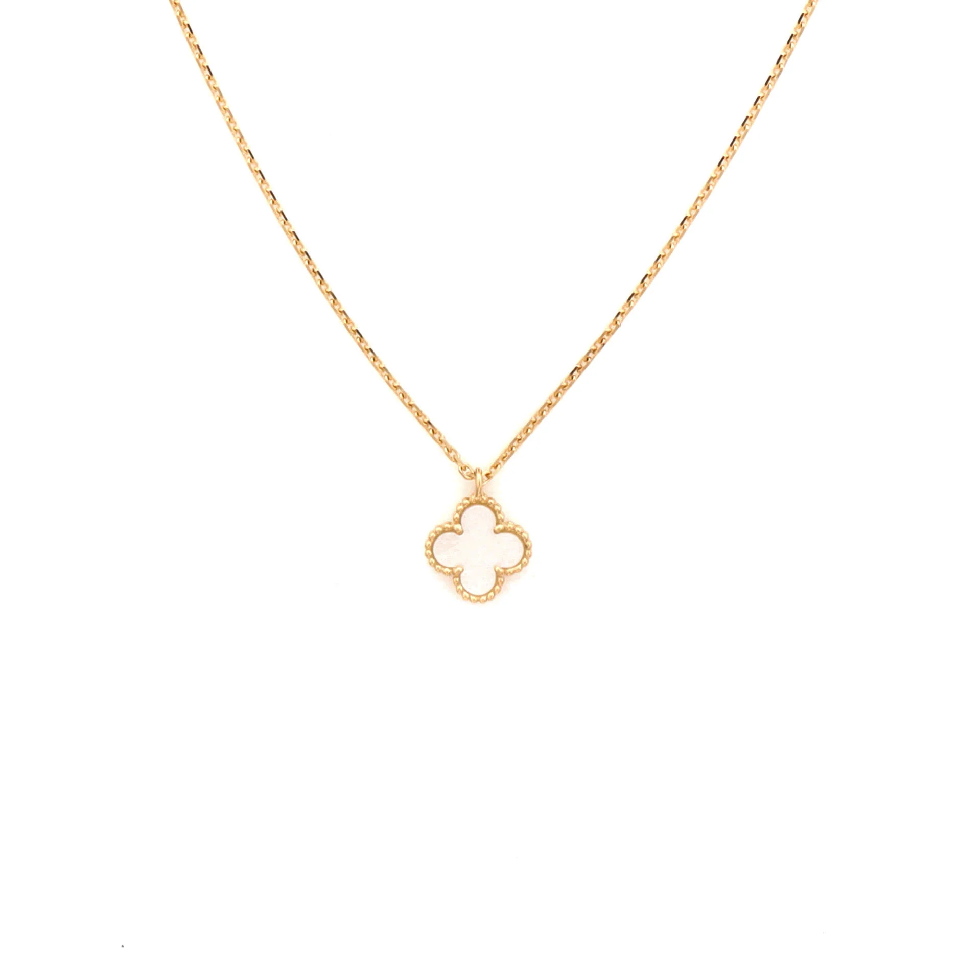 Sweet Alhambra Pendant Necklace 18K Yellow Gold and Mother of Pearl