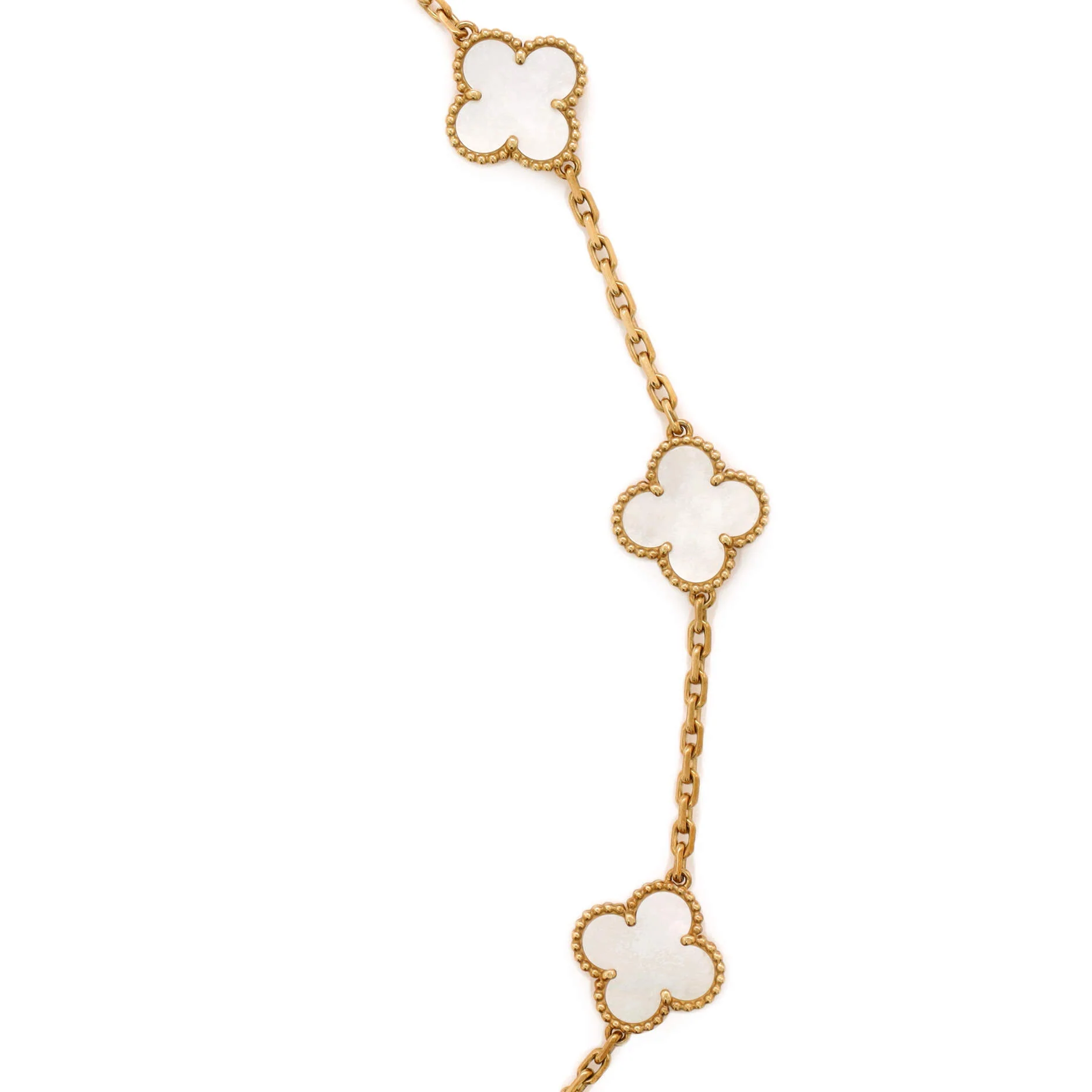 Vintage Alhambra 10 Motifs Necklace 18K Yellow Gold and Mother of Pearl - Image 4