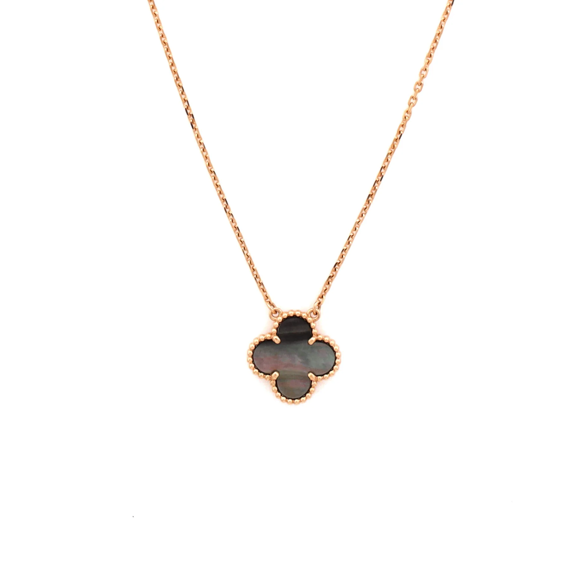 Vintage Alhambra Pendant Necklace 18K Rose Gold and Grey Mother of Pearl