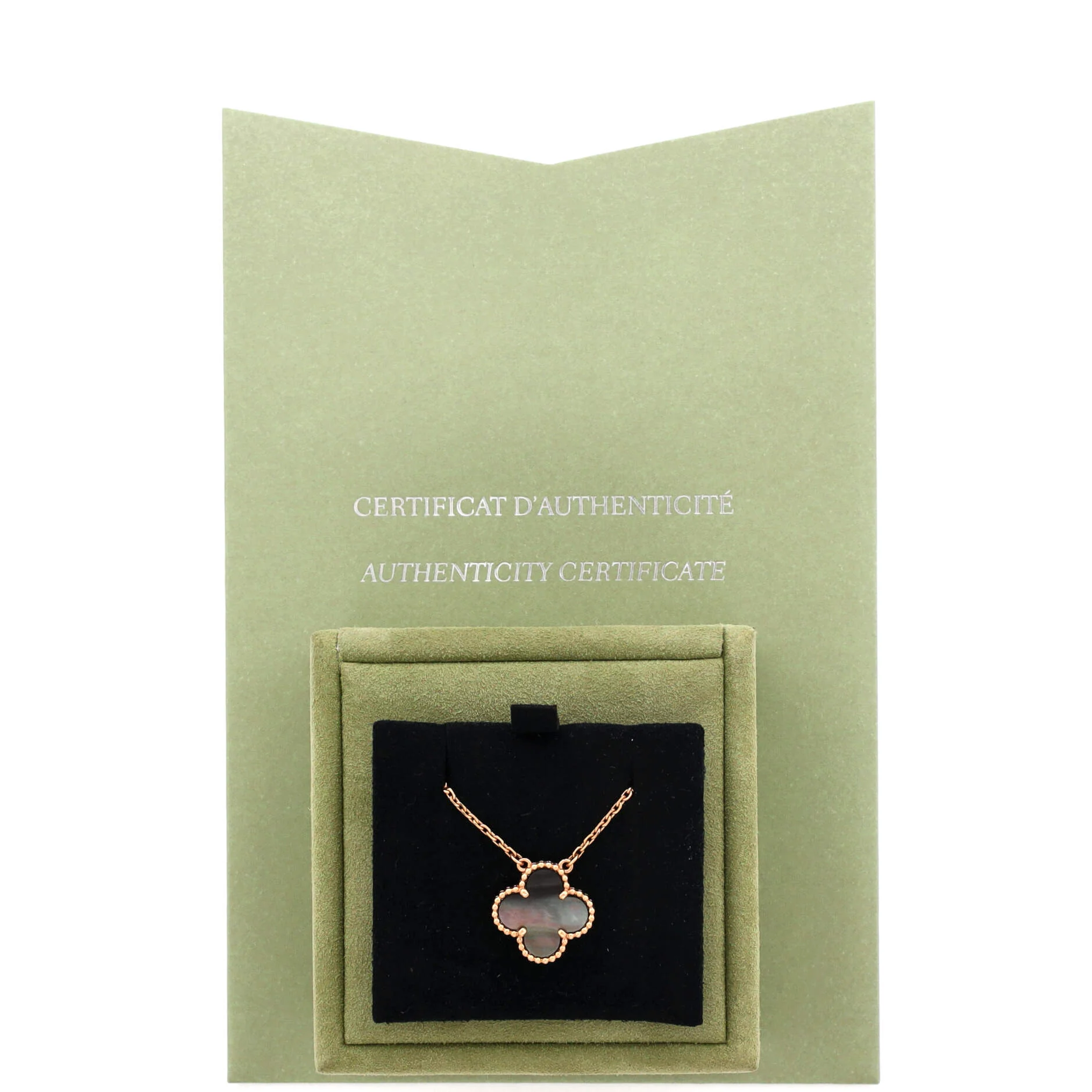 Vintage Alhambra Pendant Necklace 18K Rose Gold and Grey Mother of Pearl - Image 2