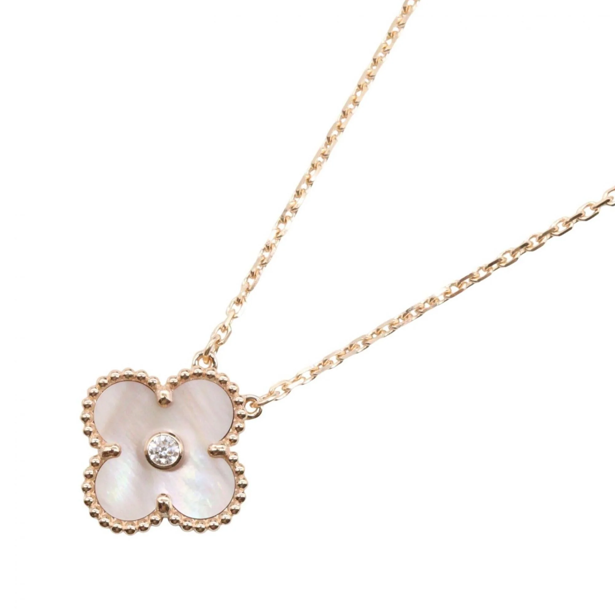 Vintage Alhambra Pendant Necklace 18K Rose Gold and Mother of Pearl