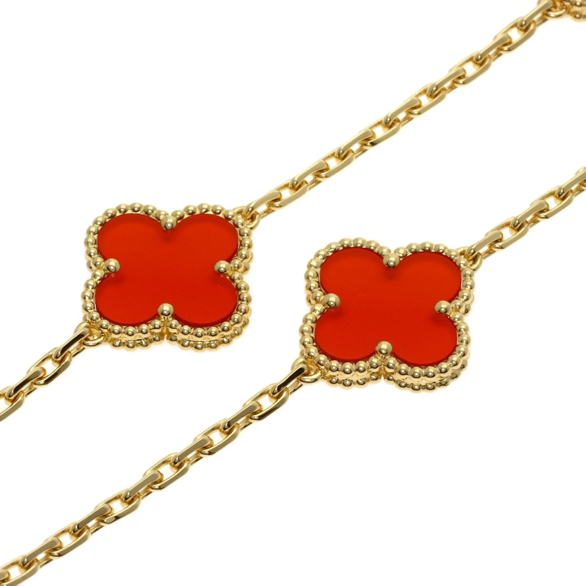 Vintage Alhambra Pendant Necklace 18K Yellow Gold and Carnelian - Image 2