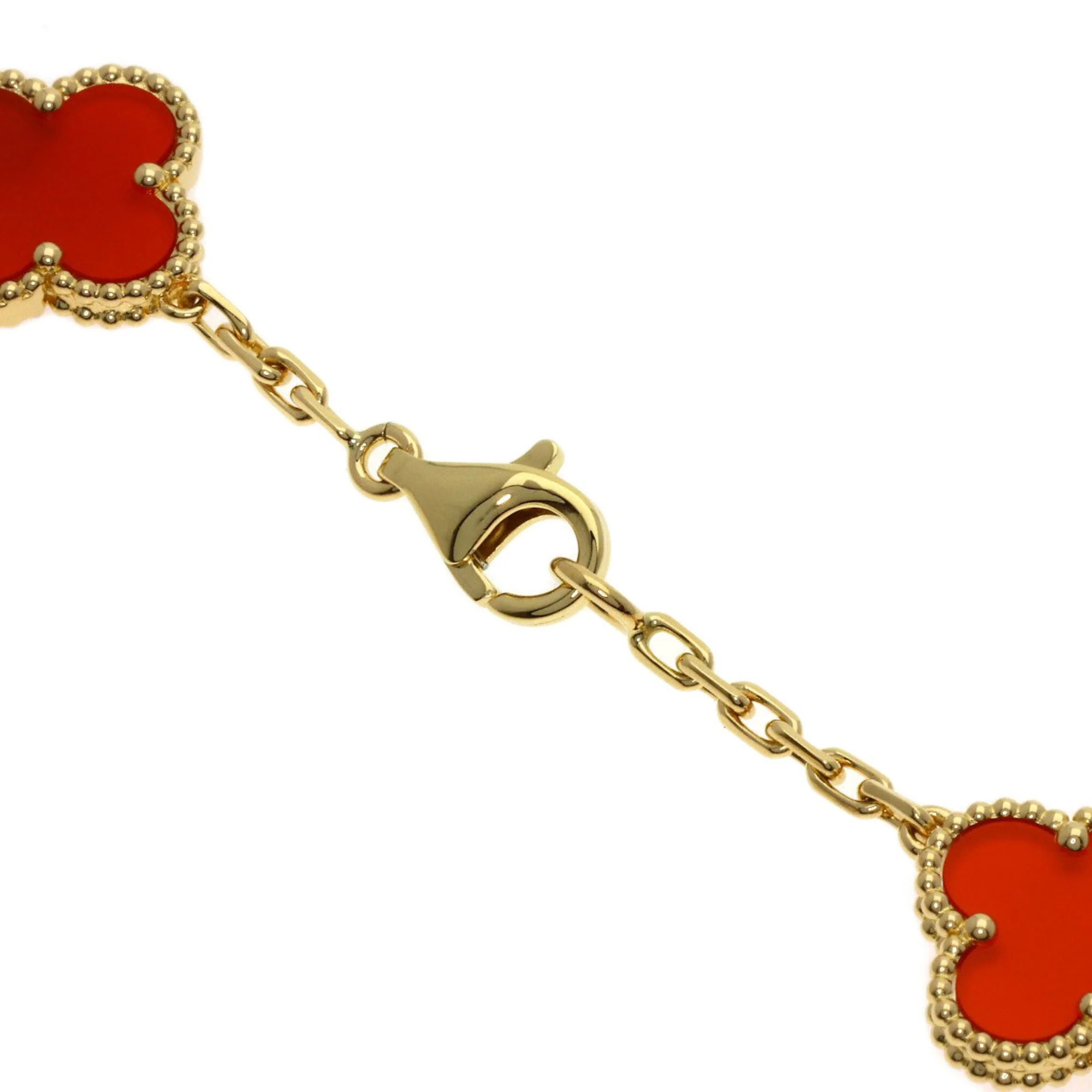 Vintage Alhambra Pendant Necklace 18K Yellow Gold and Carnelian - Image 3