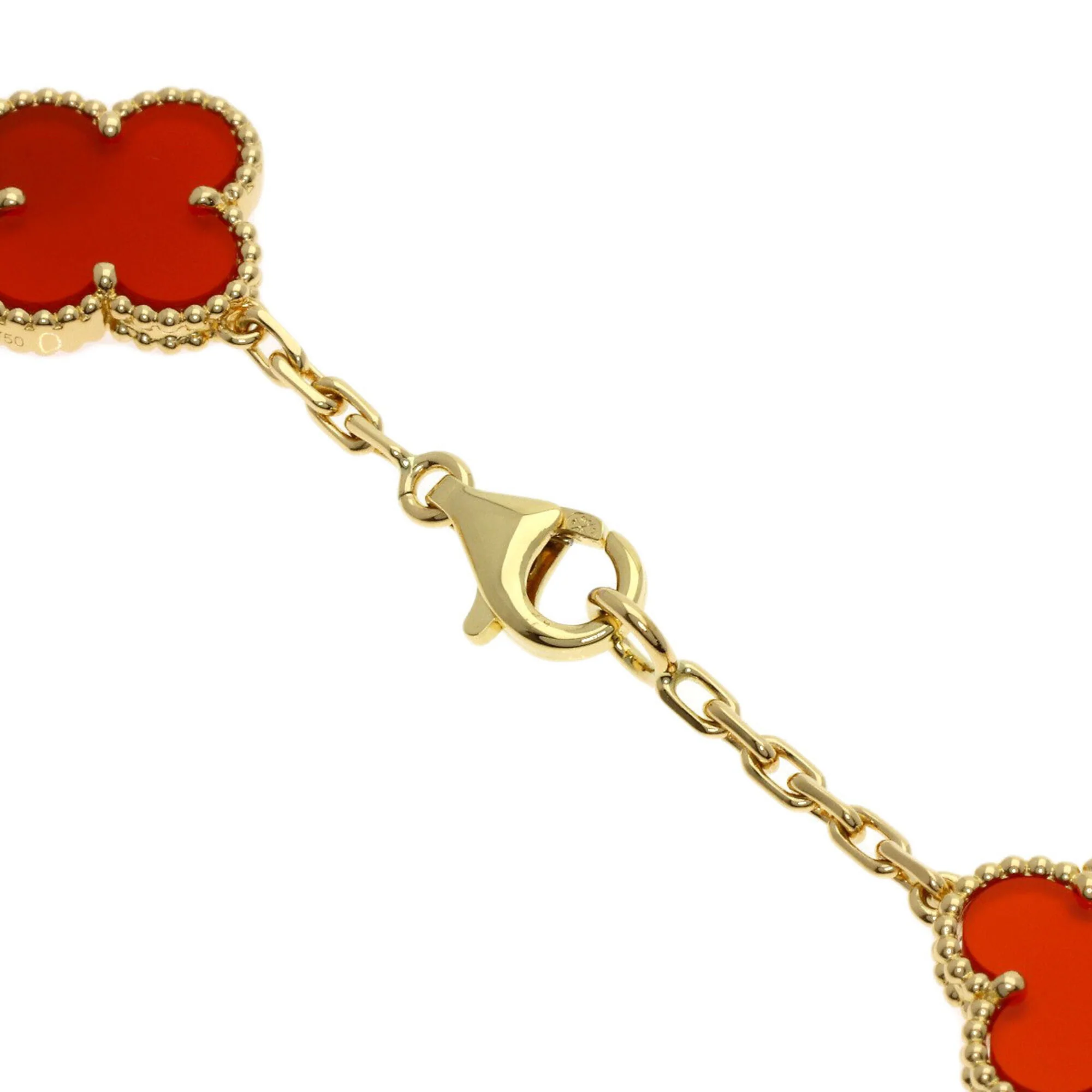 Vintage Alhambra Pendant Necklace 18K Yellow Gold and Carnelian - Image 4