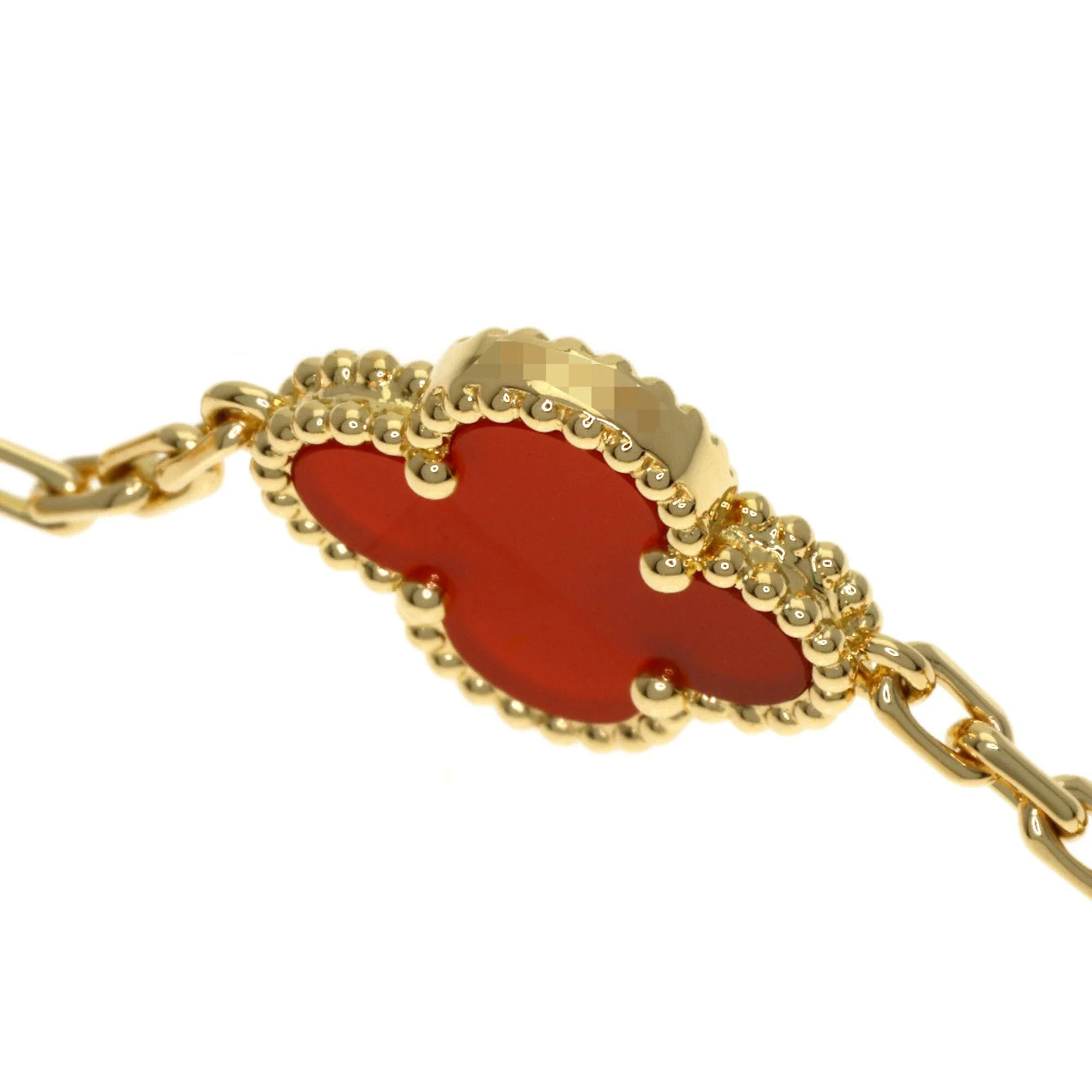 Vintage Alhambra Pendant Necklace 18K Yellow Gold and Carnelian - Image 6