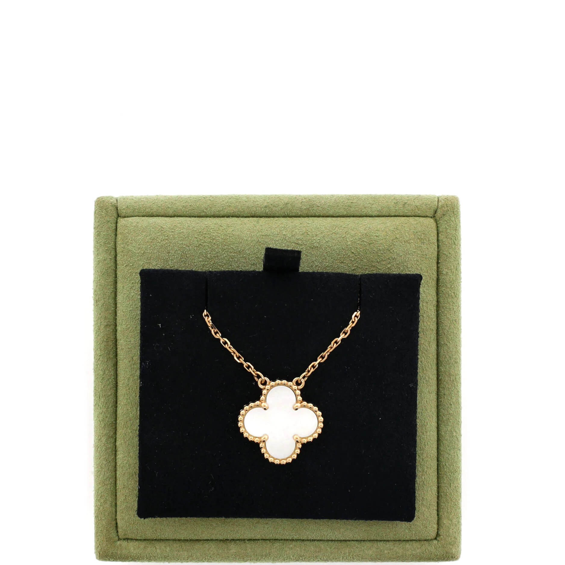 Vintage Alhambra Pendant Necklace 18K Yellow Gold and Mother of Pearl - Image 2
