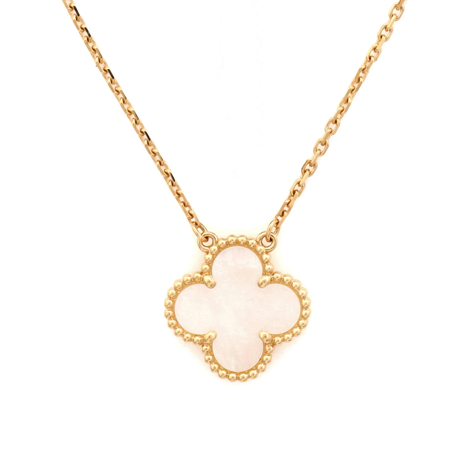 Vintage Alhambra Pendant Necklace 18K Yellow Gold and Mother of Pearl - Image 4