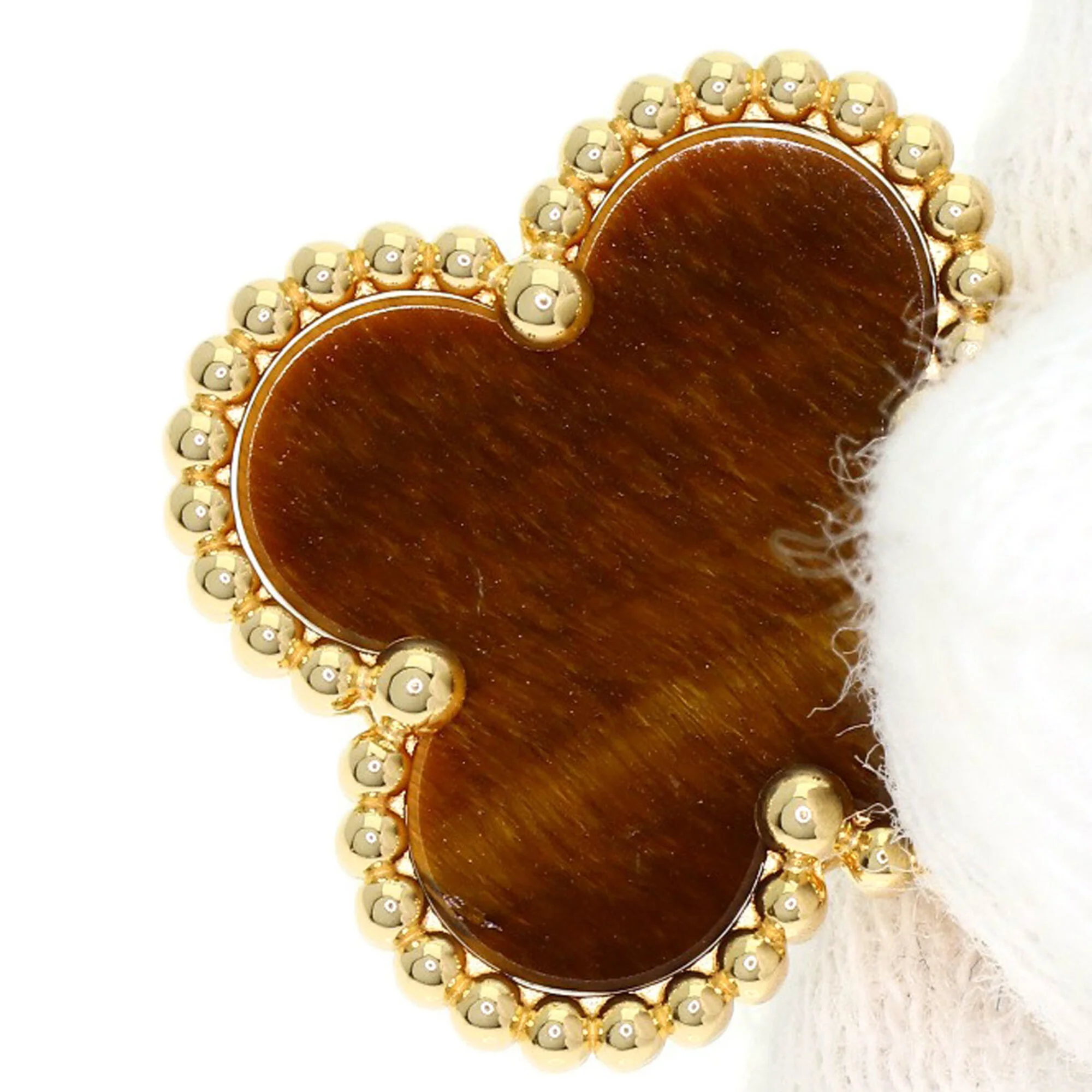 Vintage Alhambra Pendant Necklace 18K Yellow Gold and Tiger's Eye - Image 5