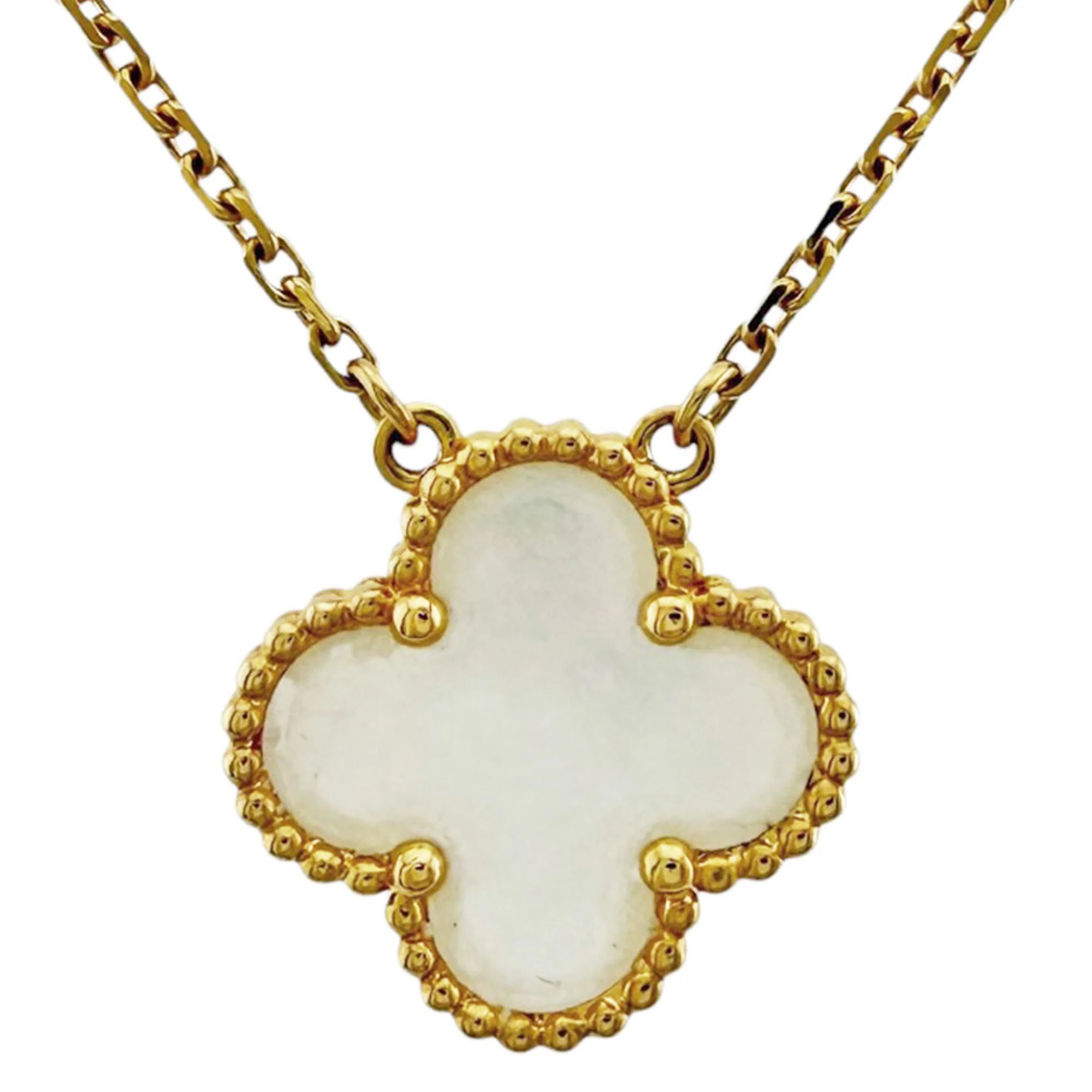 Vintage Enhambra Pendant Necklace 18K Yellow Gold and Mother of Pearl - Image 3