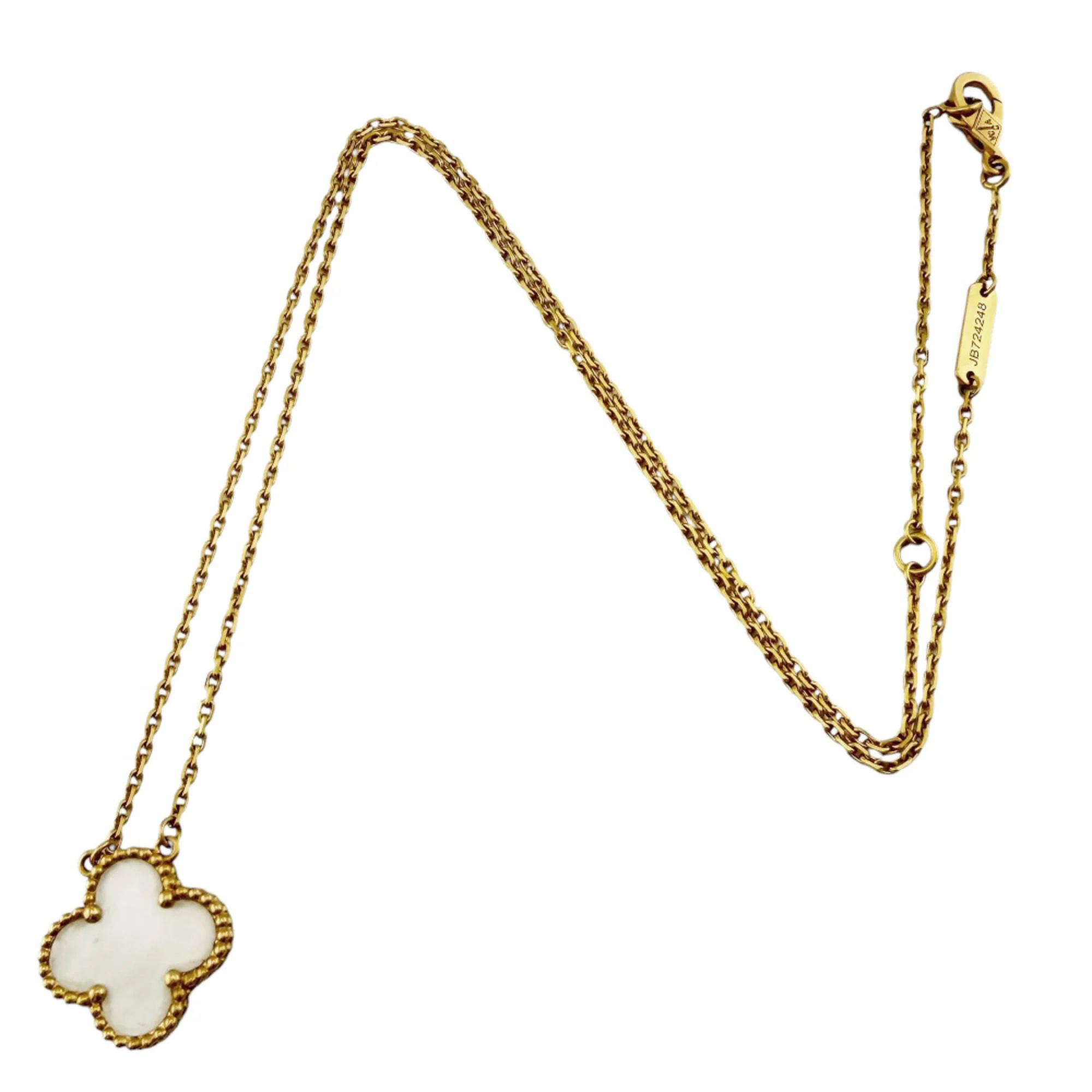 Vintage Enhambra Pendant Necklace 18K Yellow Gold and Mother of Pearl - Image 7