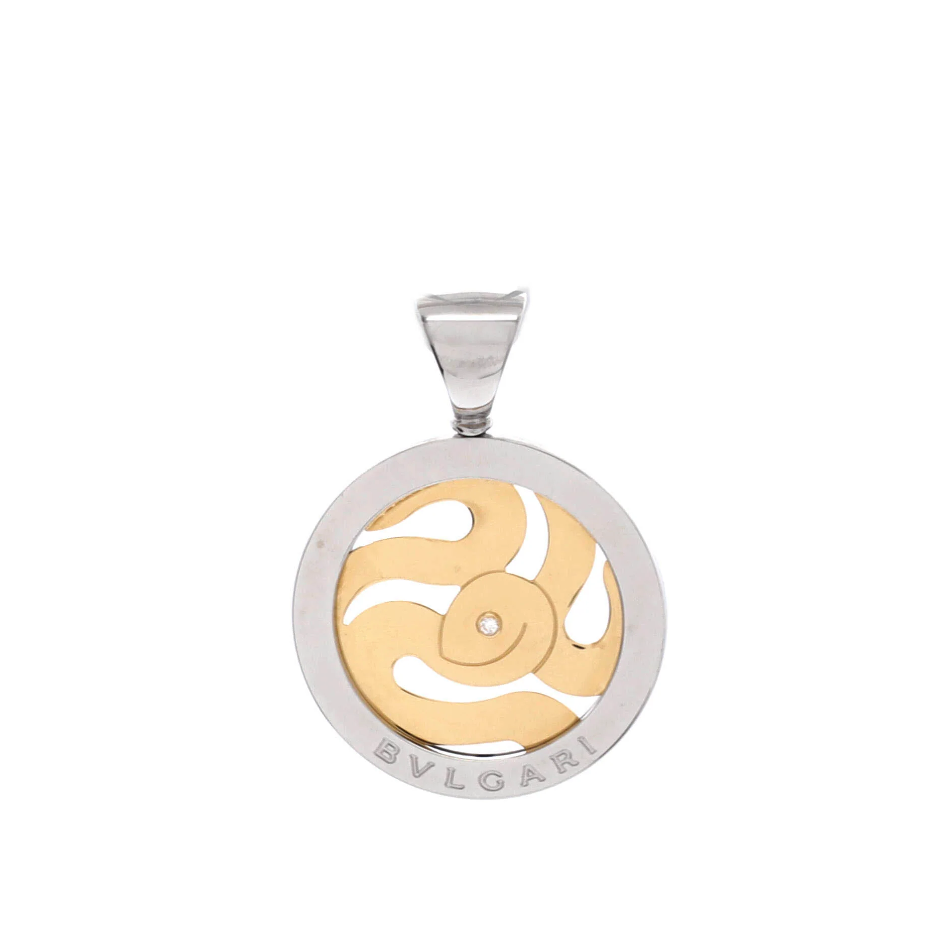 Tondo Snake Pendant Charm Pendant & Charms 18K Yellow Gold and Stainless Steel with Diamond