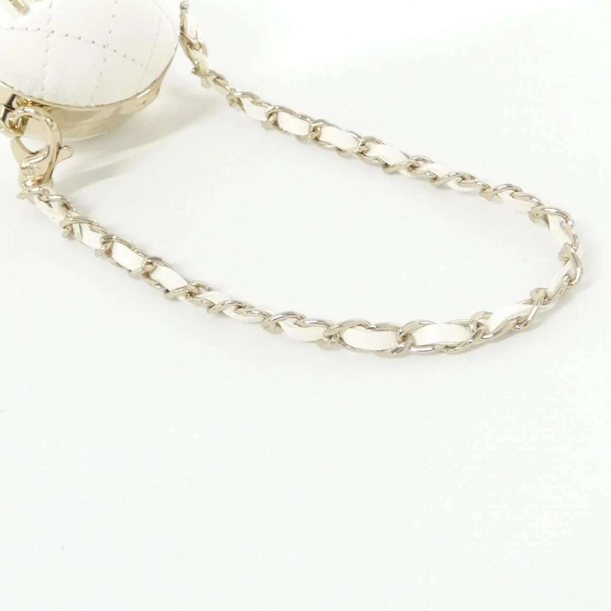 Bag Charm Leather Gold and White Handbag Charm - Image 3