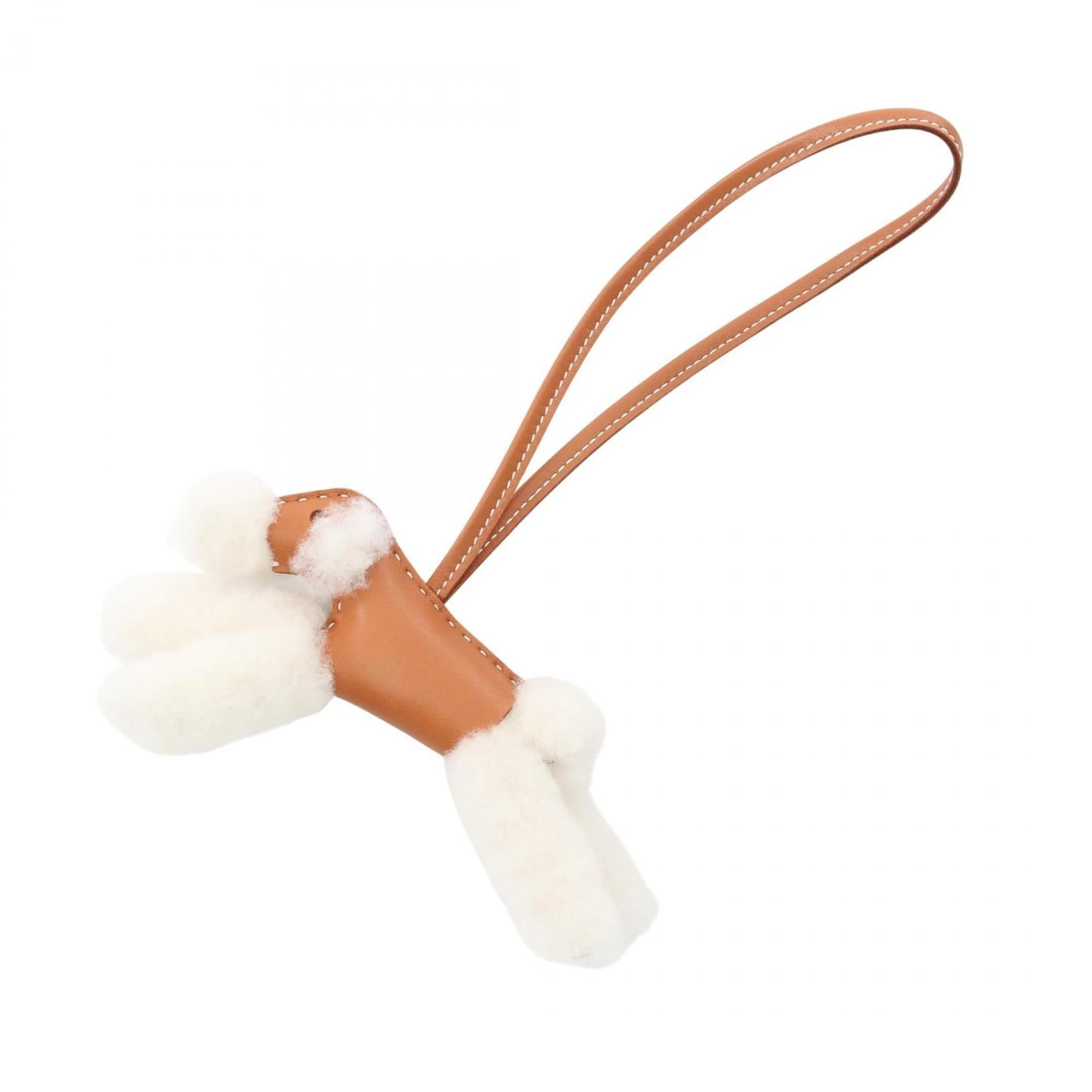 Charm Agneau Milo and Leather Brown and White Handbag Charm