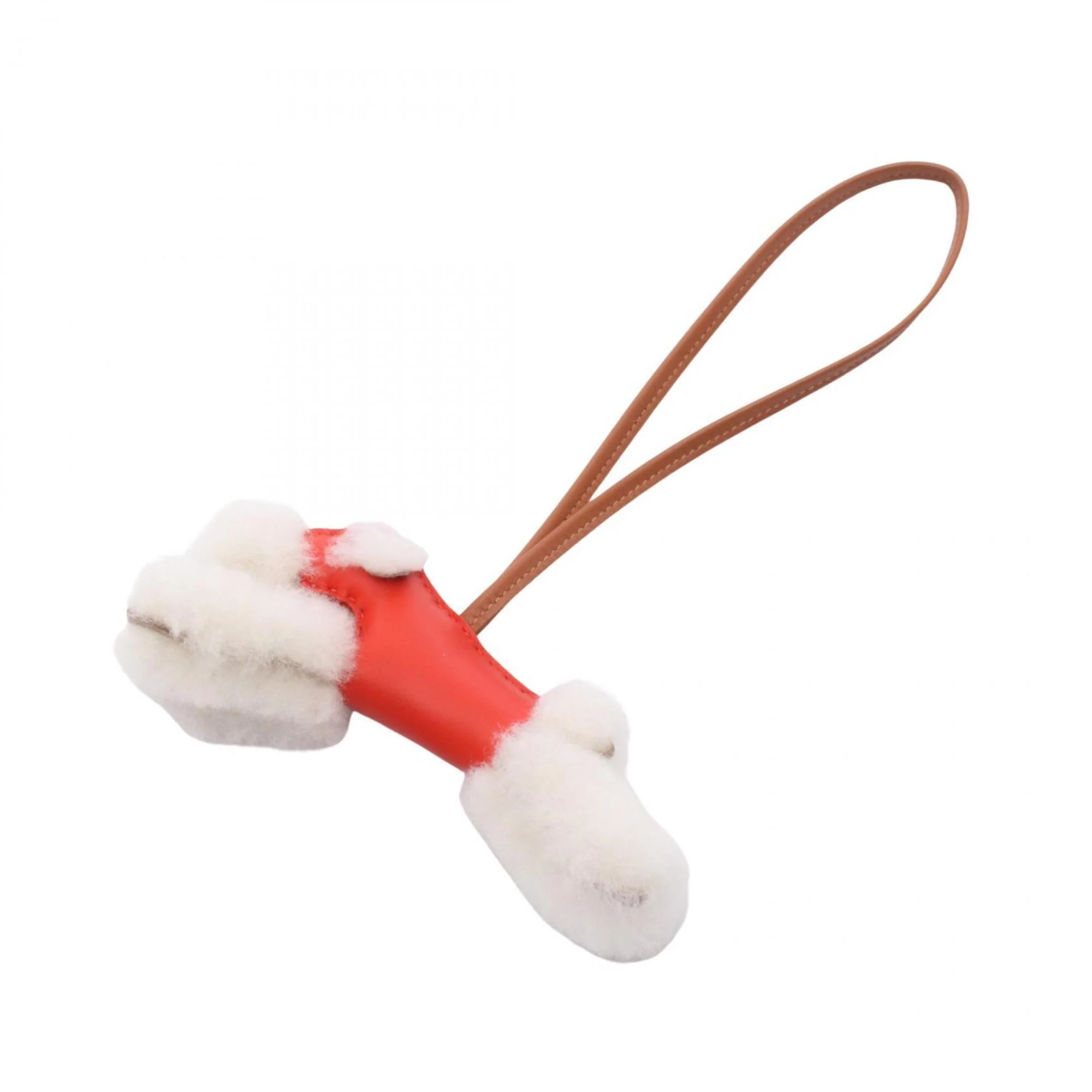 Charm Agneau Milo and Leather Brown Red White Handbag Charm