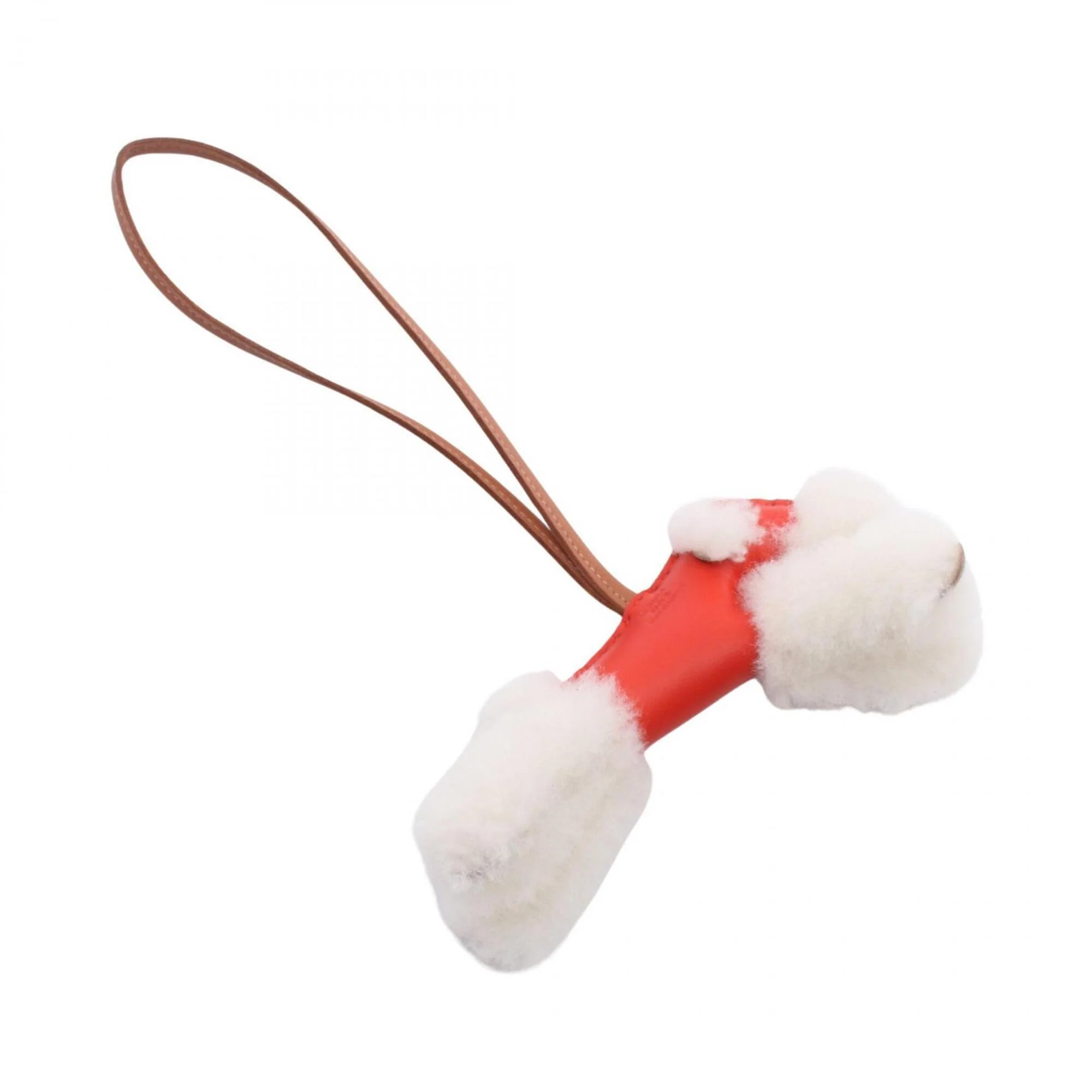Charm Agneau Milo and Leather Brown Red White Handbag Charm - Image 2