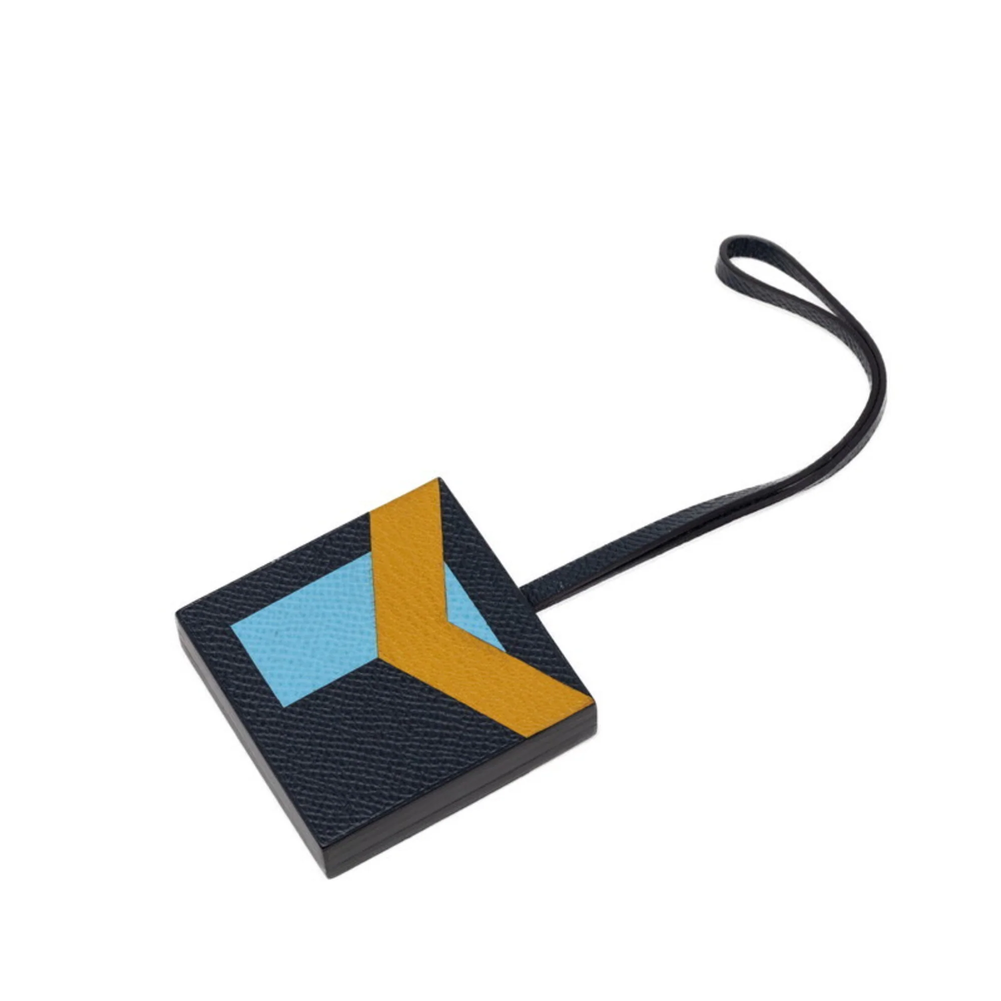 Charm Chevre Leather and Epsom Leather Blue Navy Yellow Handbag Charm