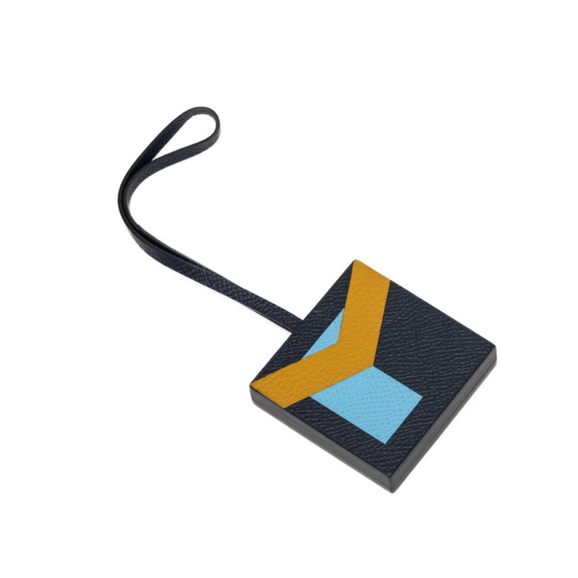 Charm Chevre Leather and Epsom Leather Blue Navy Yellow Handbag Charm - Image 2