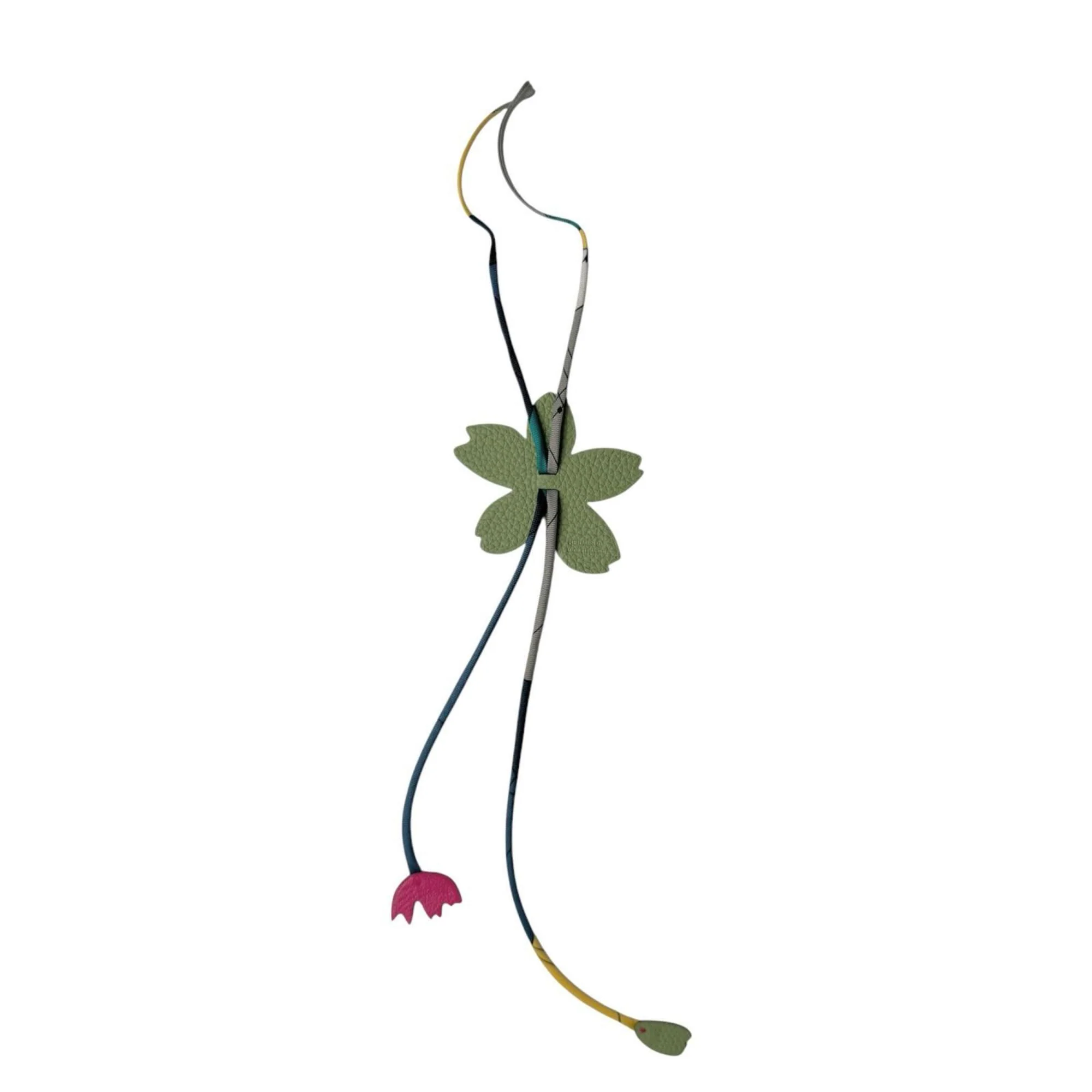 Charm Chevre Leather and Epsom Leather Green and Pink Handbag Charm - Image 2