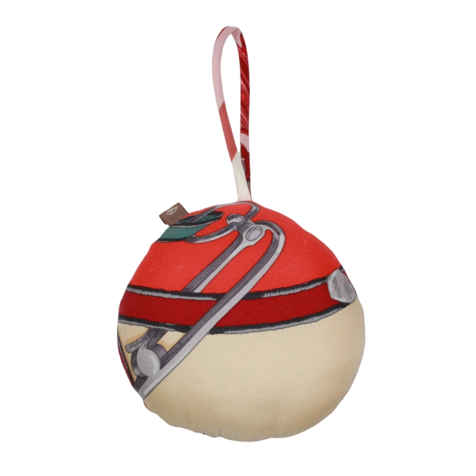 Handbag Charm Silk Black Ivory and Orange - Image 2