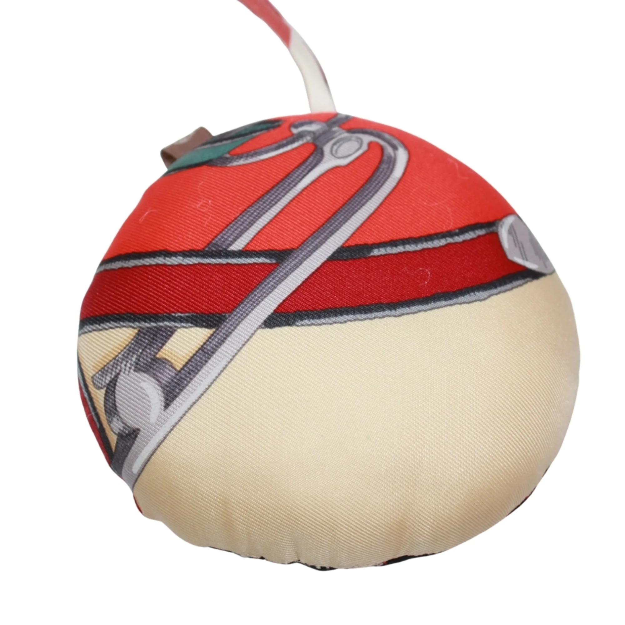 Handbag Charm Silk Black Ivory and Orange - Image 4