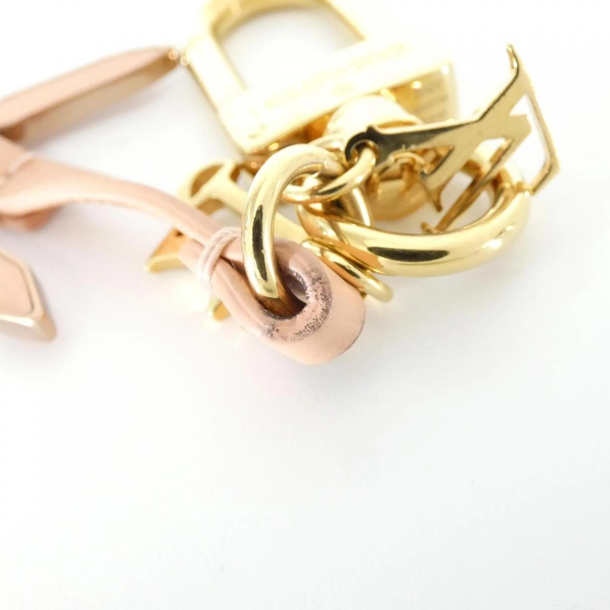 Bag Charm Leather Gold and Rose Velours Handbag Charm - Image 3