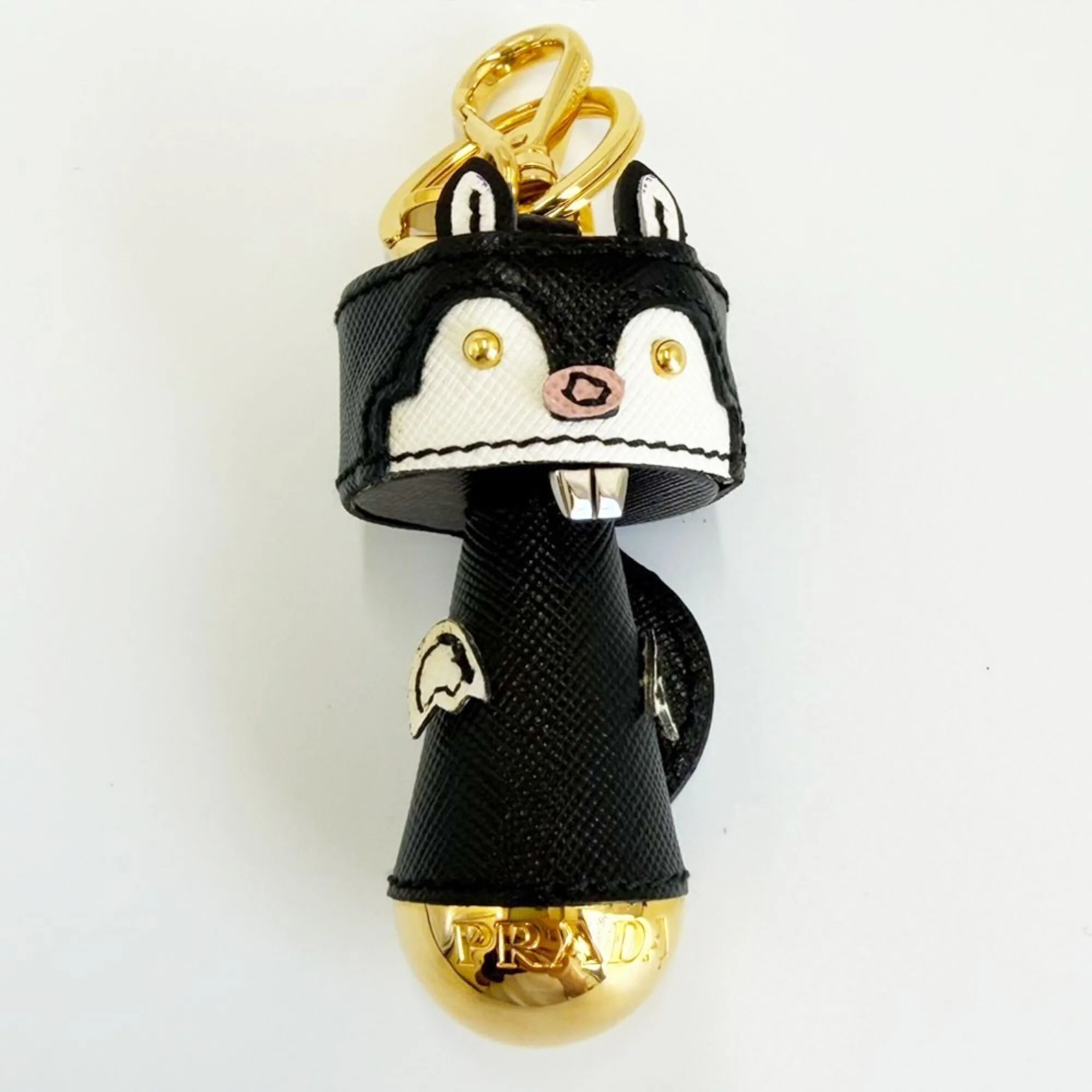 Saffiano Robot Beaver Charm Leather and Metal Black Gold White Handbag Charm - Image 2