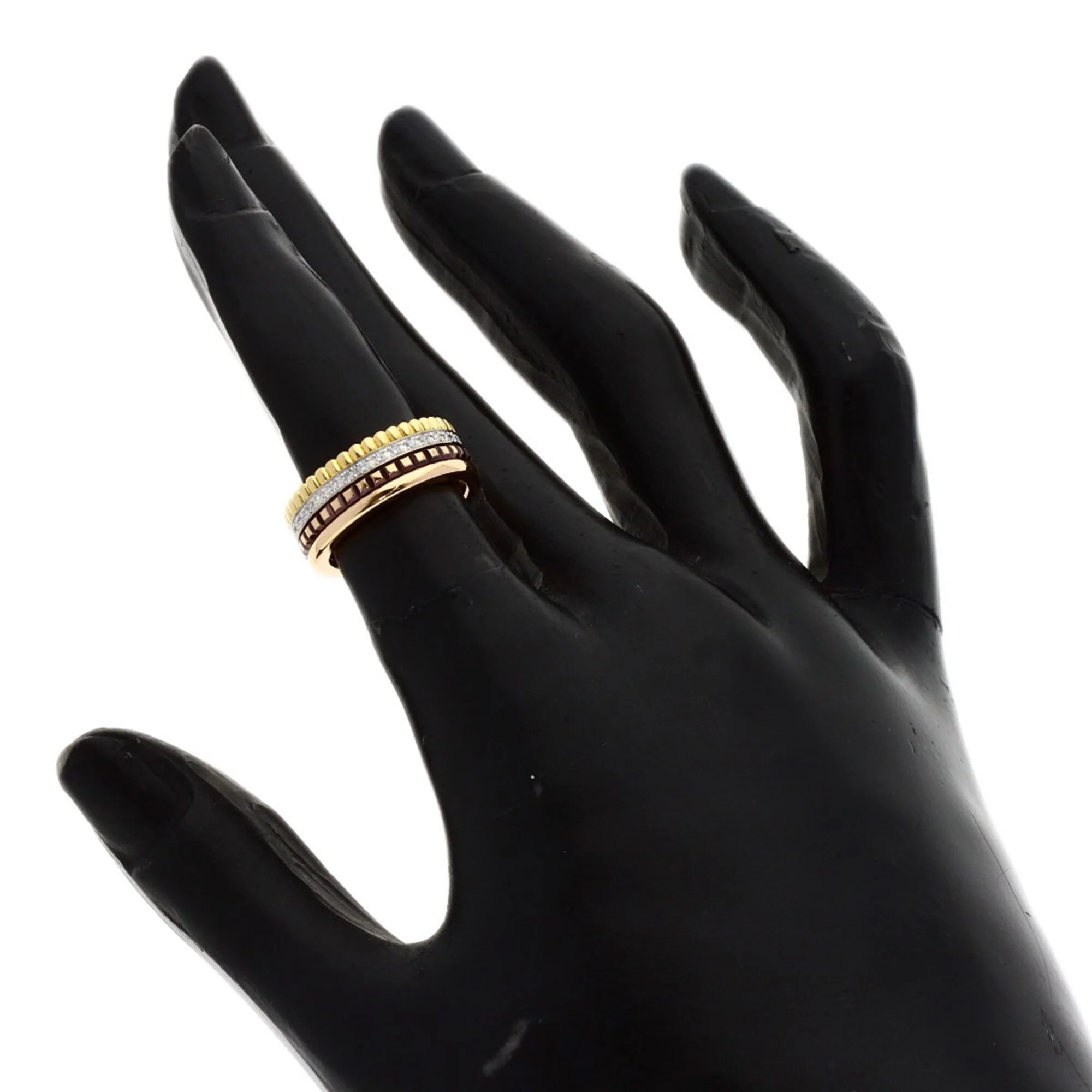 Quatre Classic Ring with Diamond Small 18K Tricolor Gold - Image 6