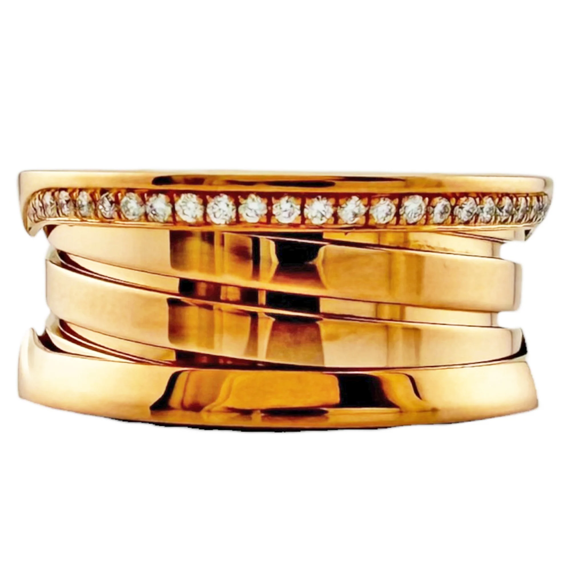 BZ3 Demi Pave One Band Ring 18K Rose Gold - Image 4