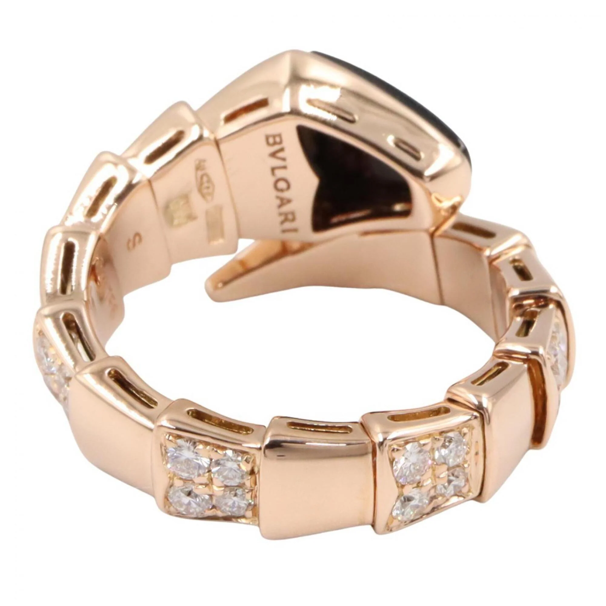 Serpenti Viper Ring 18K Rose Gold with Diamonds - Image 3