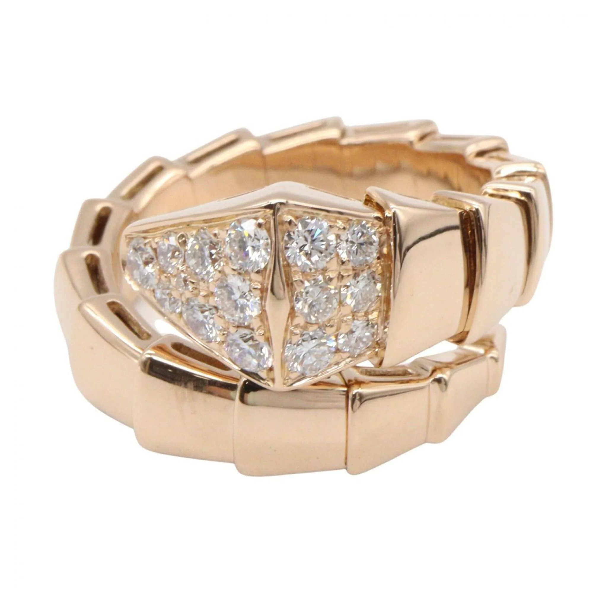 Serpenti Viper Ring 18K Rose Gold with Diamonds - Image 2