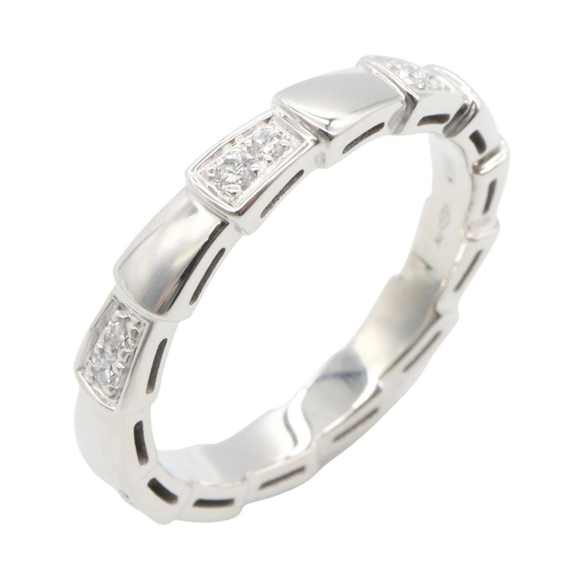 Serpenti Viper Ring Sterling Silver and 18K White Gold with Diamonds