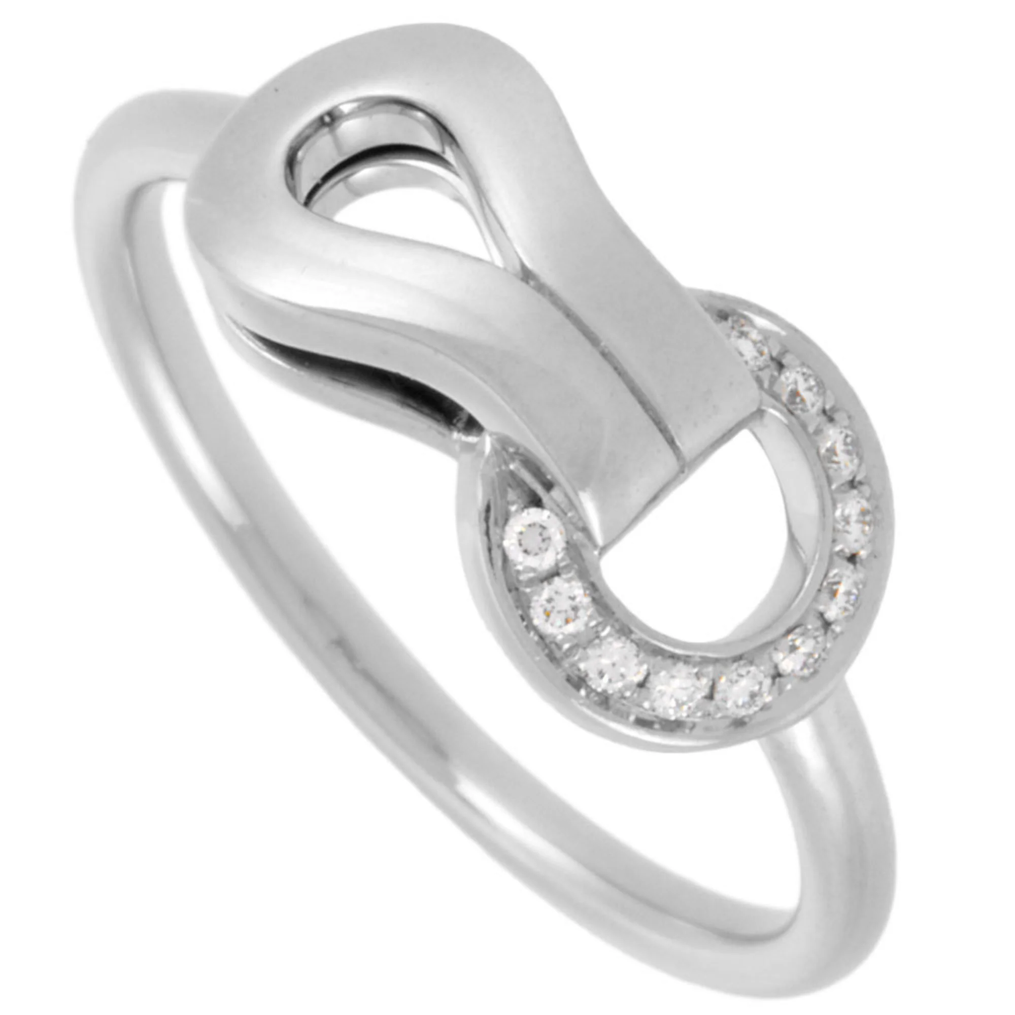 Agraffe Ring 18K White Gold with Diamond