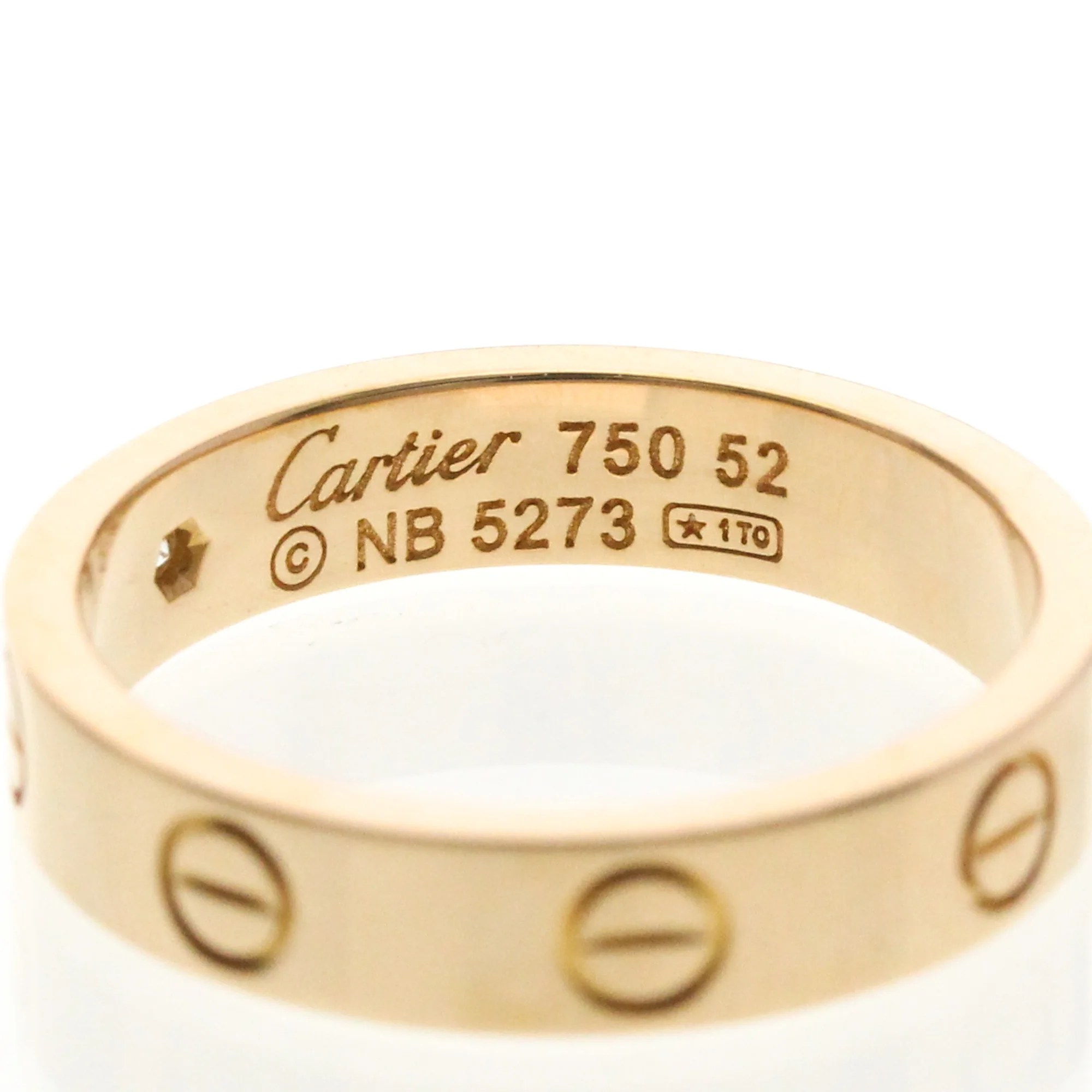 Band Ring 18K Rose Gold Mini with Diamond - Image 6