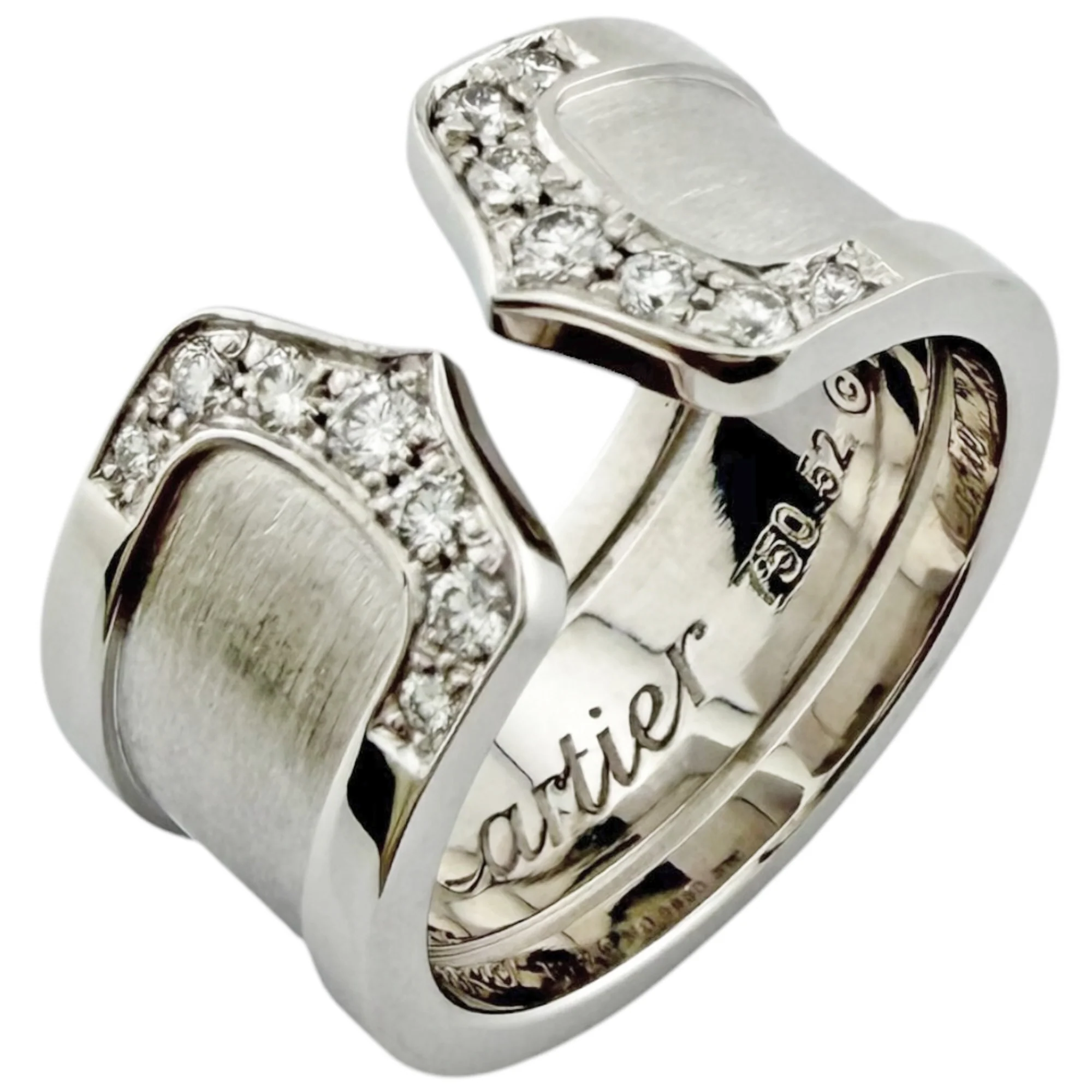 C2 Wide Ring 18K White Gold and Diamonds