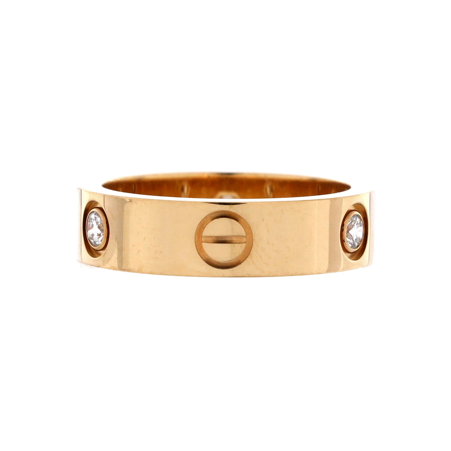 Love 3 Diamonds Band Ring 18K Yellow Gold with Diamonds - Image 3