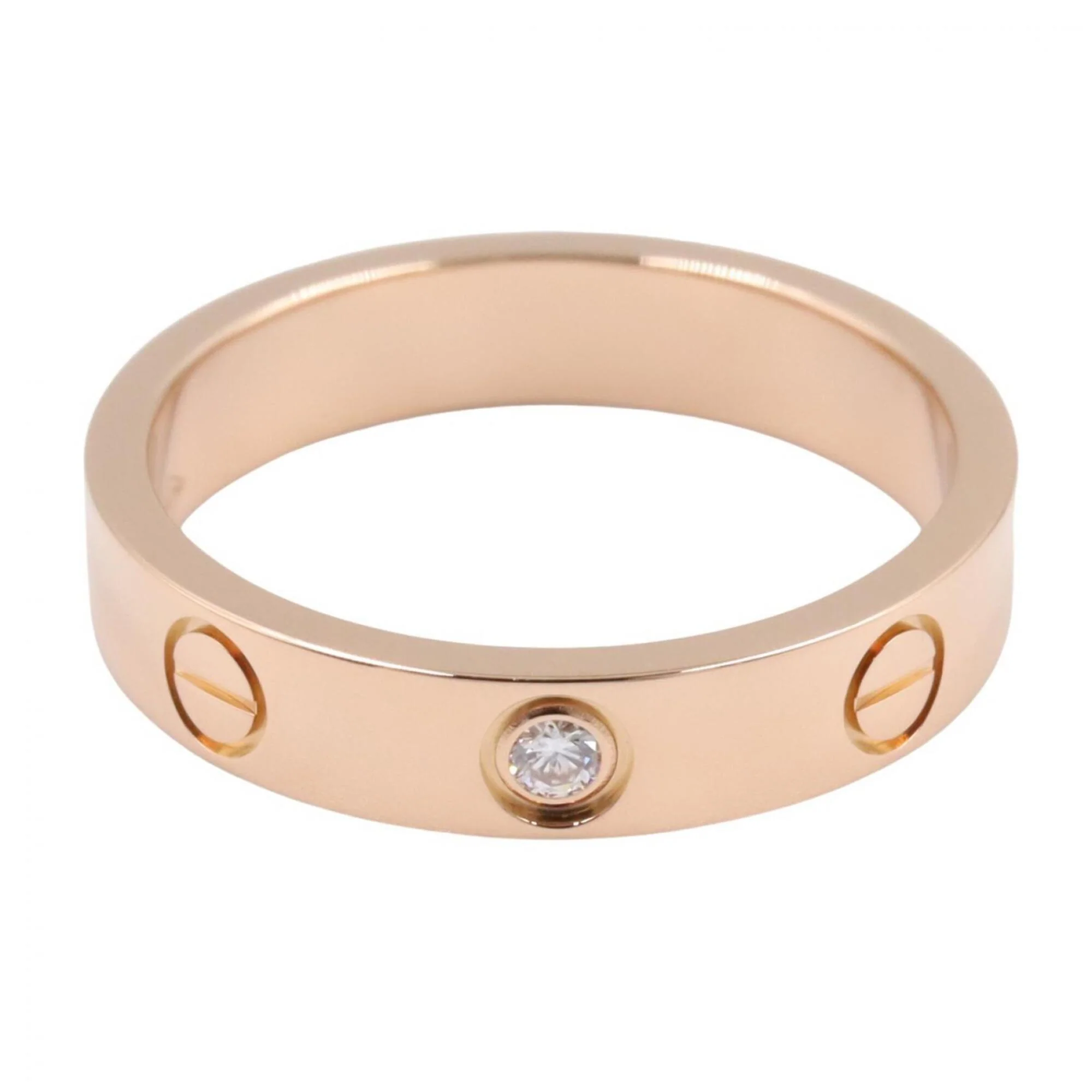 Love Band Ring 18K Rose Gold Mini with Diamond - Image 2