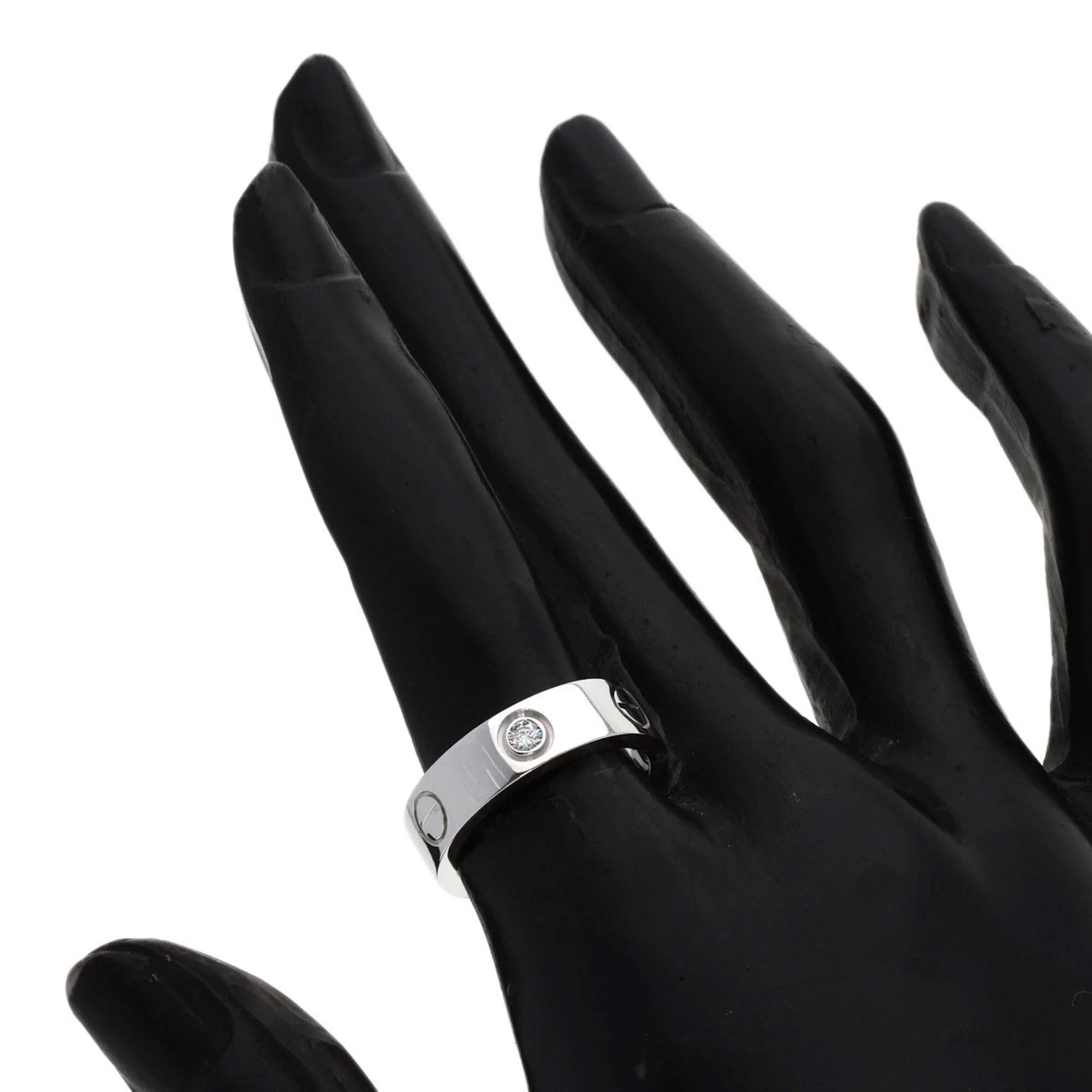 Love Band Ring 18K White Gold with Half Diamond - Image 7